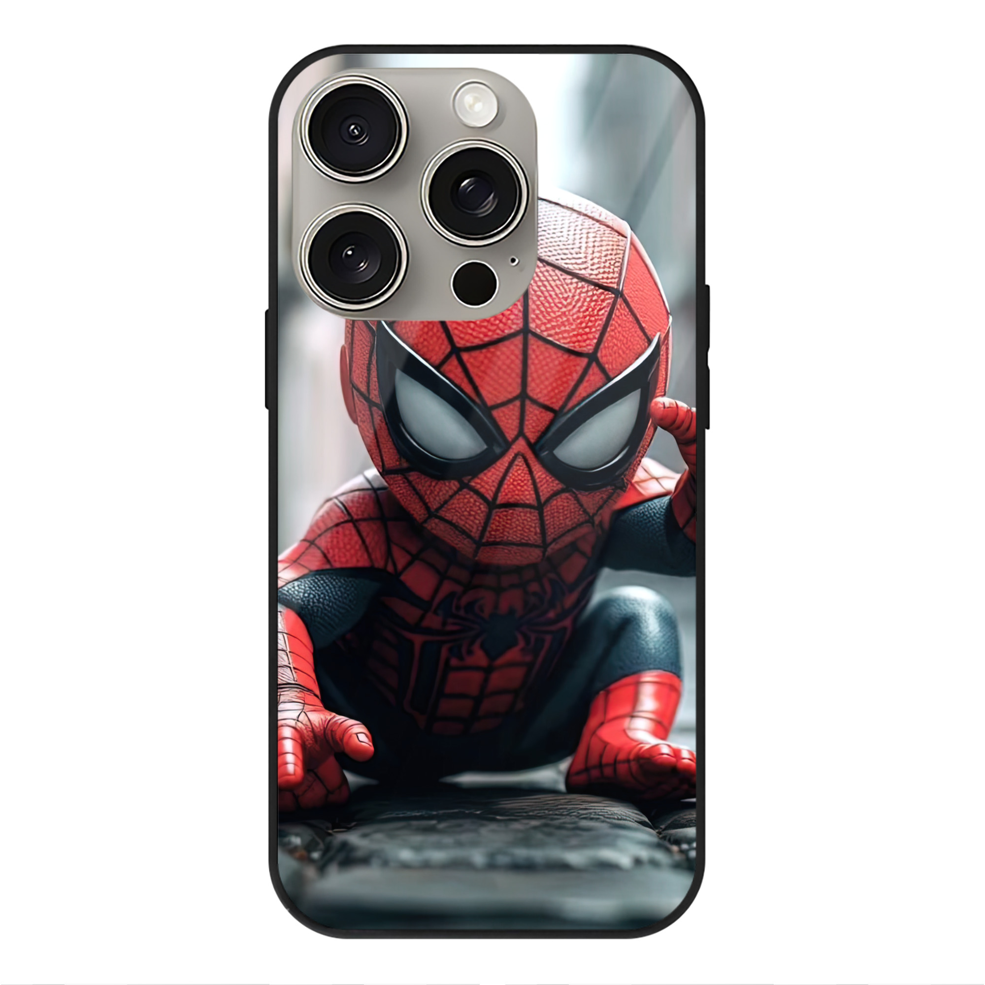 （画像用） Spider Man スパイダーマン 【iPhone15Pro対応】スマホケース 耐衝撃＆黄変防止 背面ガラス