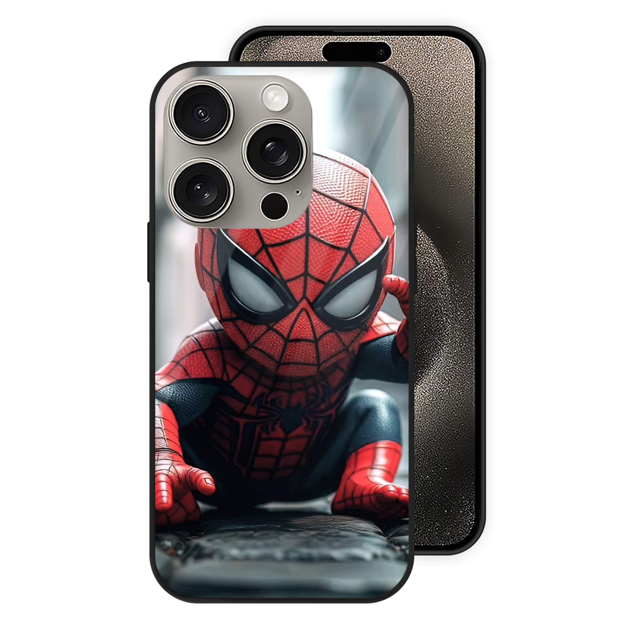 （画像用） Spider Man スパイダーマン 【iPhone15Pro対応】スマホケース 耐衝撃＆黄変防止 背面ガラス