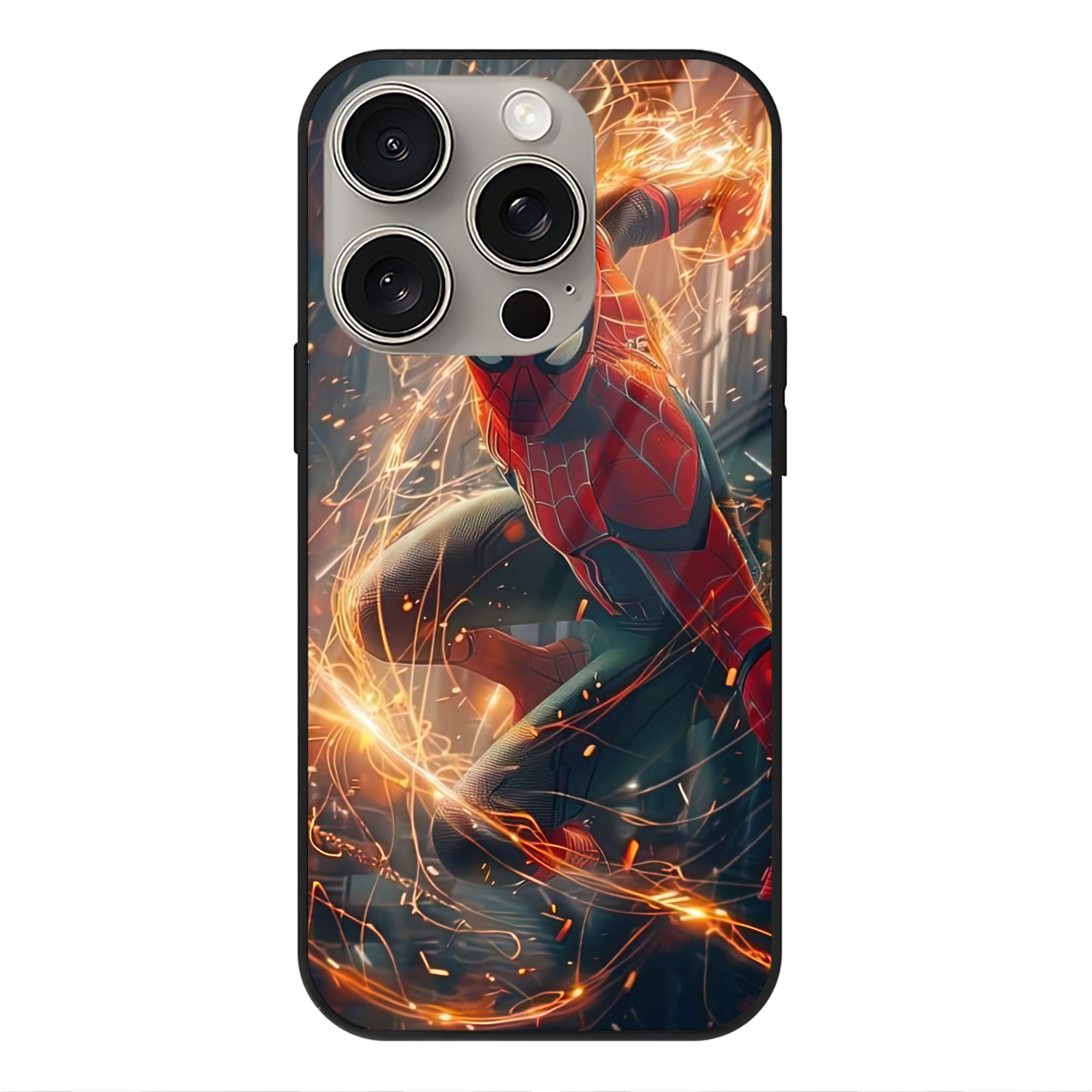 （画像用） Spider Man スパイダーマン 【iPhone15Pro対応】スマホケース 耐衝撃＆黄変防止 背面ガラス