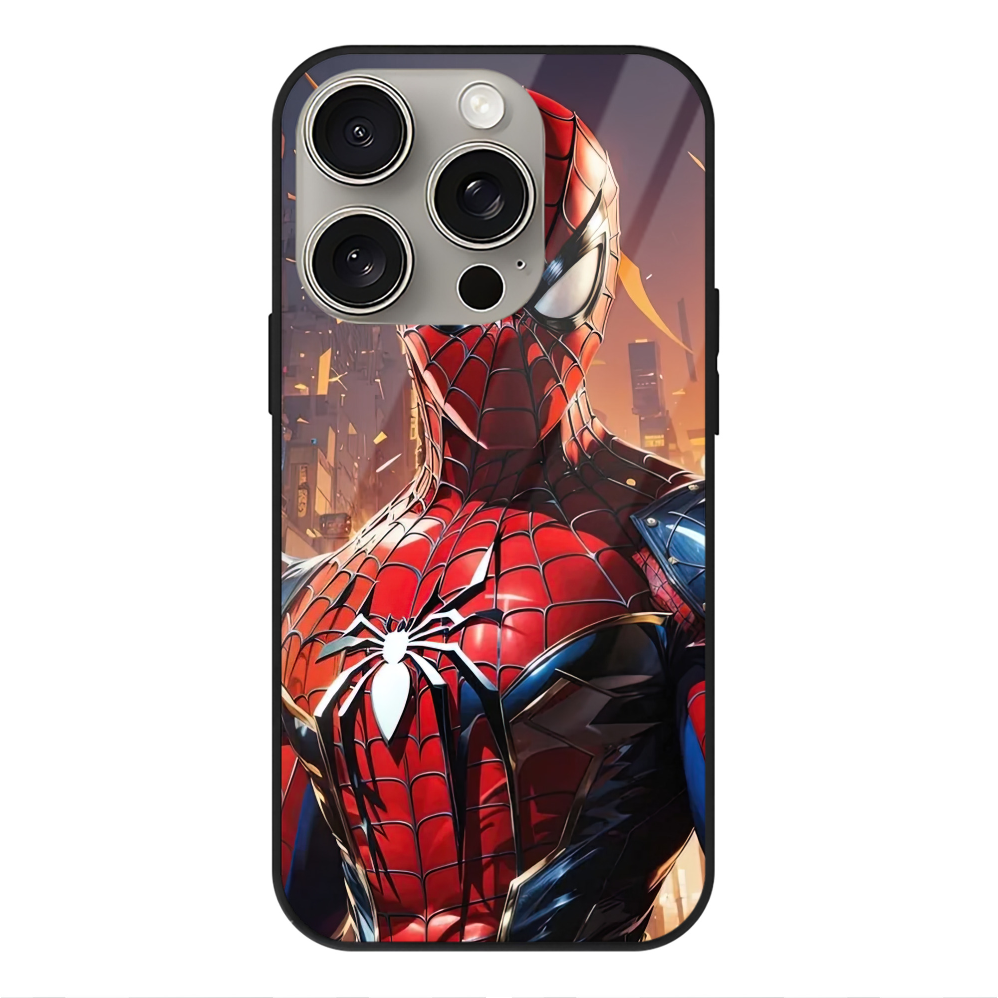 Spider Man スパイダーマン 【iPhone15Pro対応】スマホケース 耐衝撃＆黄変防止 背面ガラス