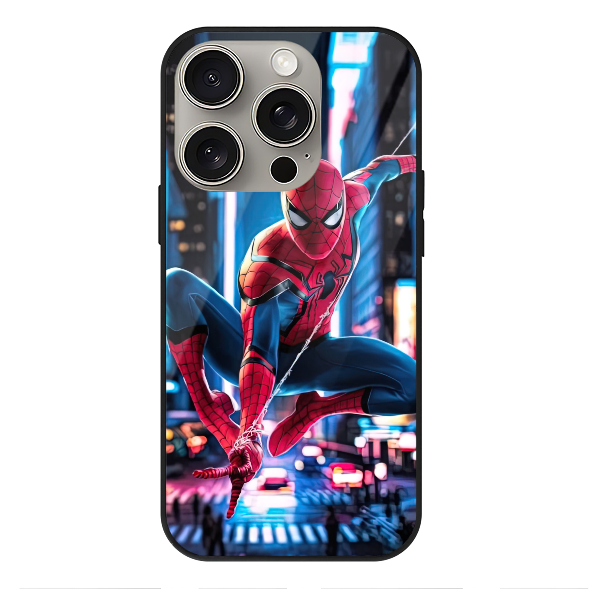 （画像用） Spider Man スパイダーマン 【iPhone15Pro対応】スマホケース 耐衝撃＆黄変防止 背面ガラス