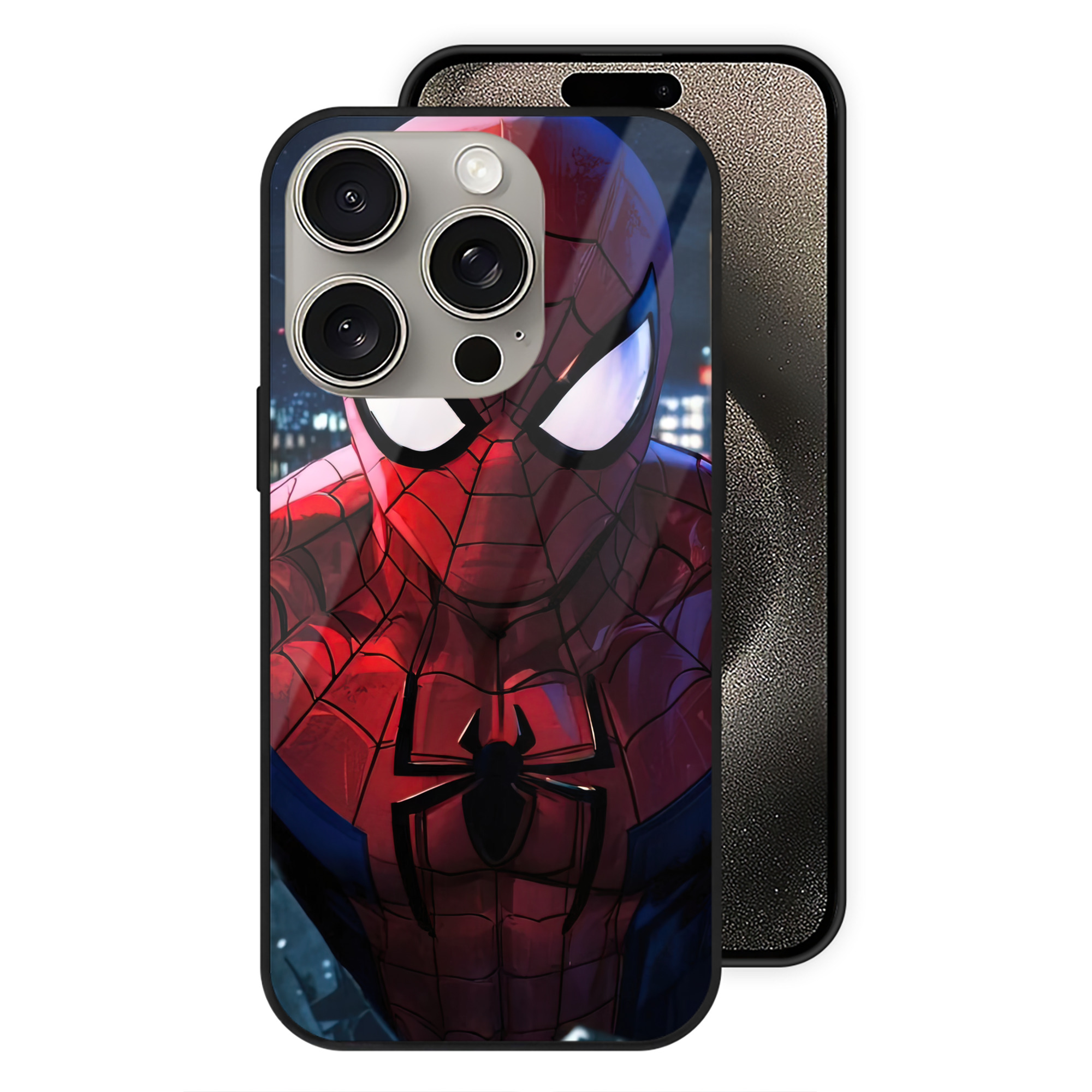 （画像用） Spider Man スパイダーマン 【iPhone15Pro対応】スマホケース 耐衝撃＆黄変防止 背面ガラス