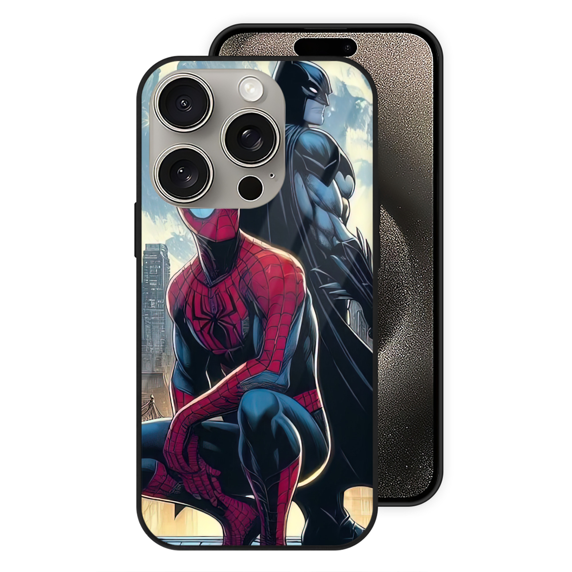 Spider Man スパイダーマン 【iPhone15Pro対応】スマホケース 耐衝撃＆黄変防止 背面ガラス