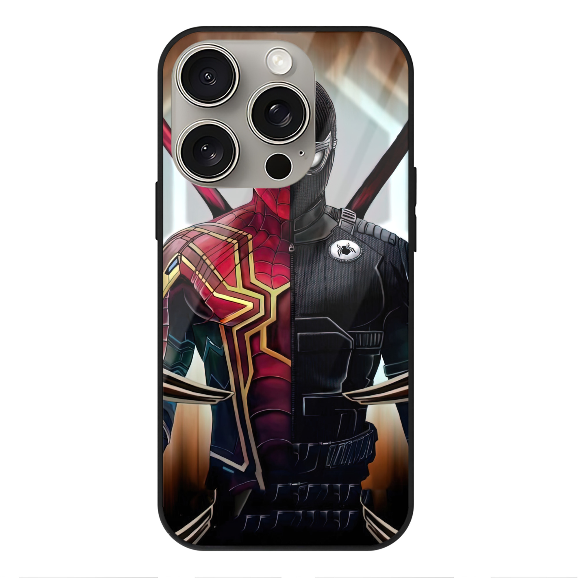 （画像用） Spider Man スパイダーマン 【iPhone15Pro対応】スマホケース 耐衝撃＆黄変防止 背面ガラス