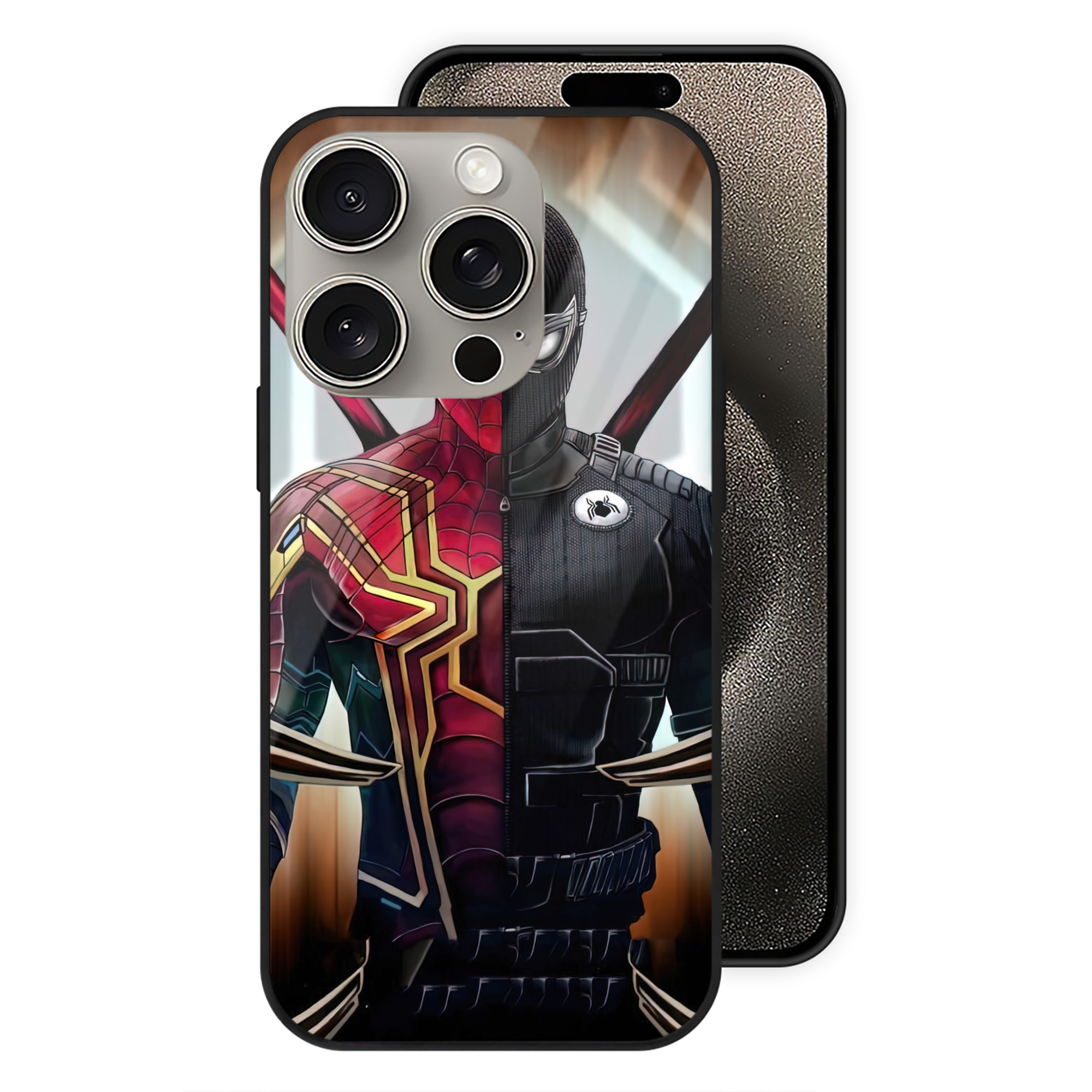 Spider Man スパイダーマン 【iPhone15Pro対応】スマホケース 耐衝撃＆黄変防止 背面ガラス