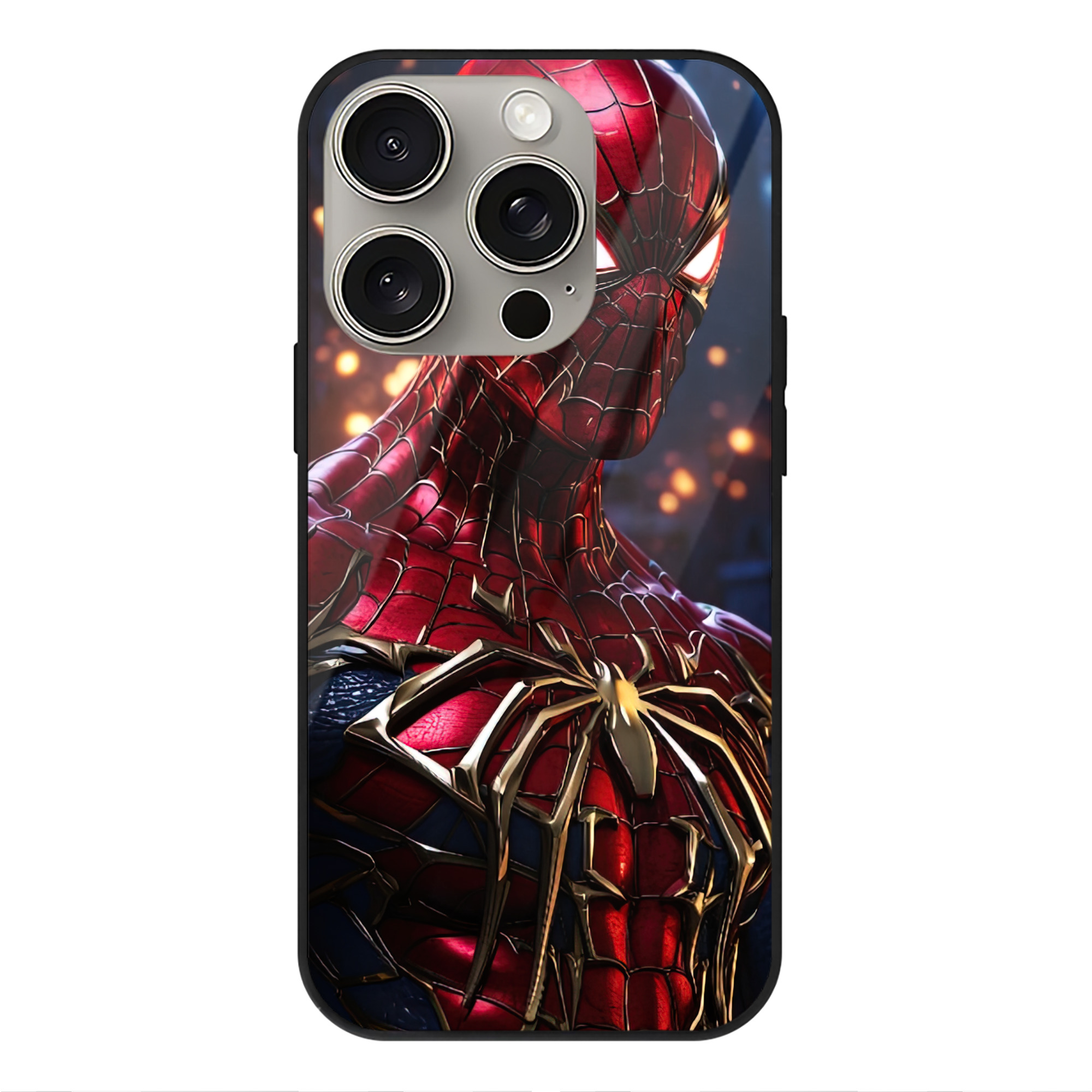 （画像用） Spider Man スパイダーマン 【iPhone15Pro対応】スマホケース 耐衝撃＆黄変防止 背面ガラス