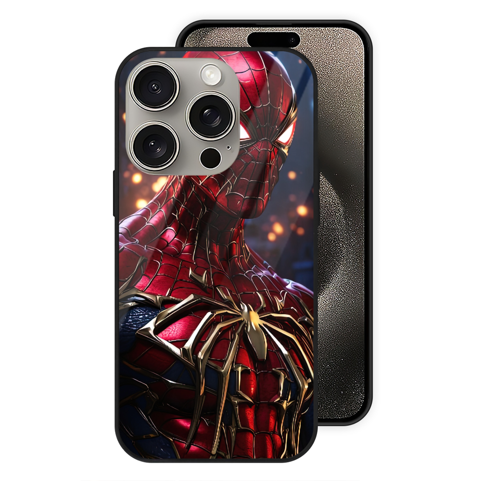 （画像用） Spider Man スパイダーマン 【iPhone15Pro対応】スマホケース 耐衝撃＆黄変防止 背面ガラス