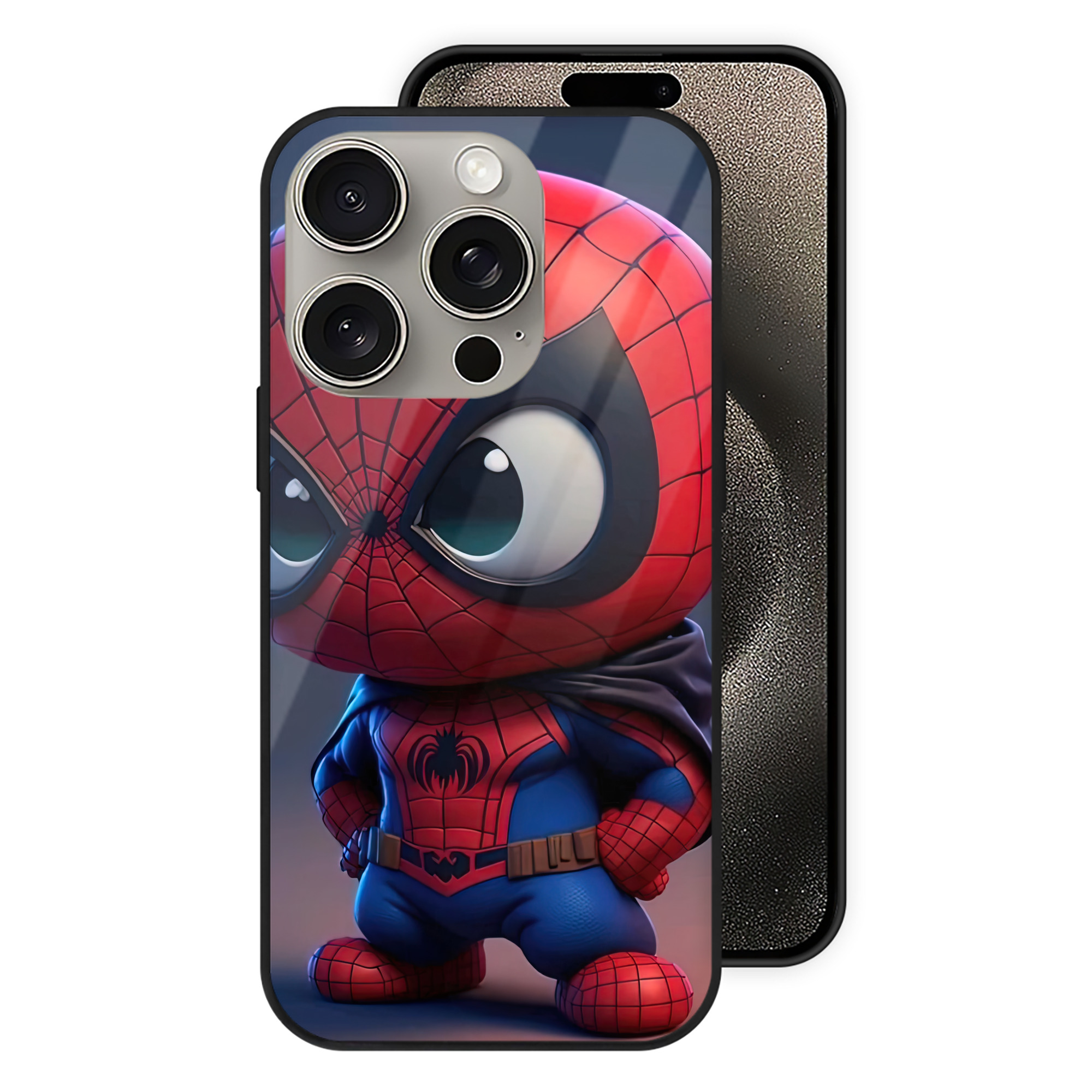 Spider Man スパイダーマン 【iPhone15Pro対応】スマホケース 耐衝撃＆黄変防止 背面ガラス