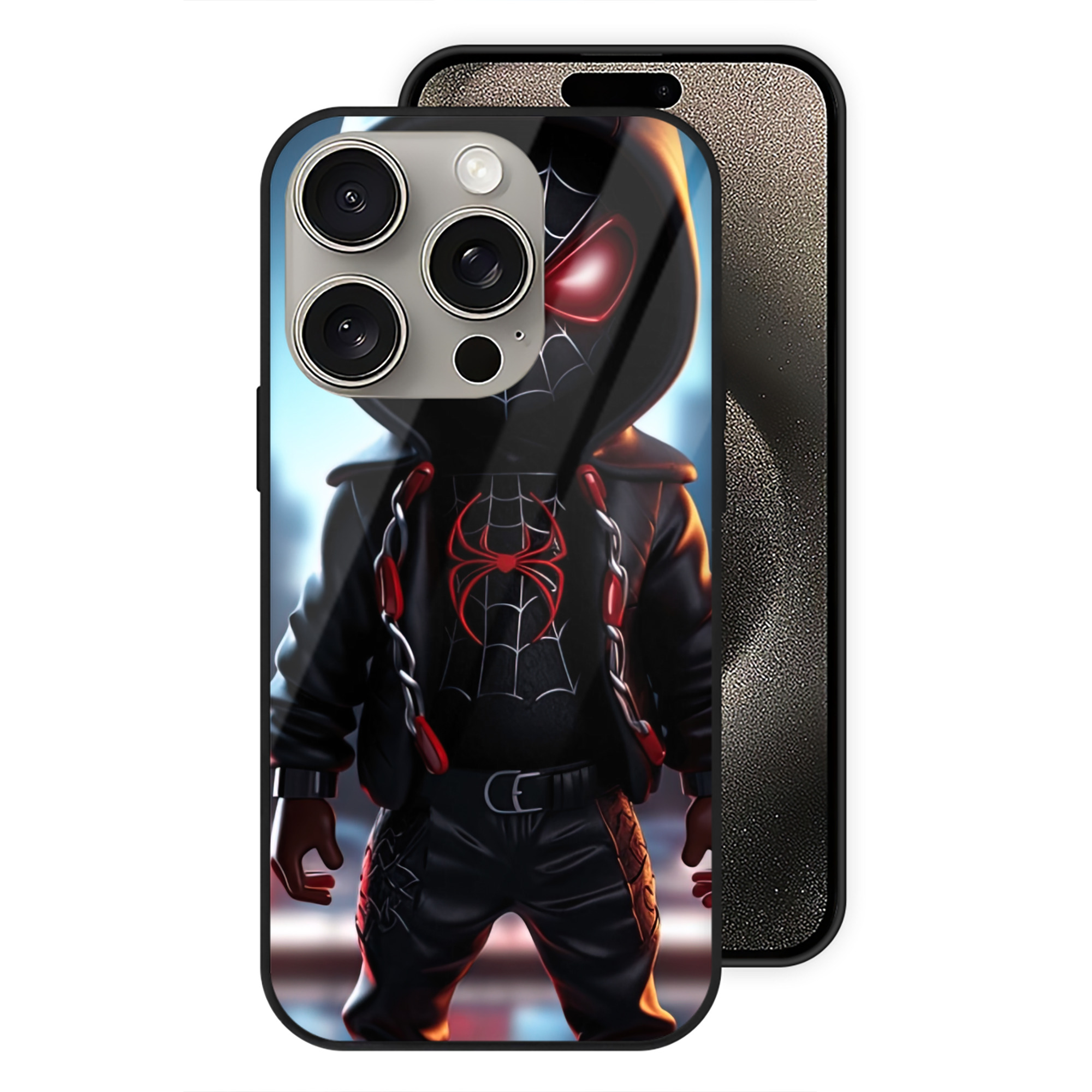 Spider Man スパイダーマン 【iPhone15Pro対応】スマホケース 耐衝撃＆黄変防止 背面ガラス