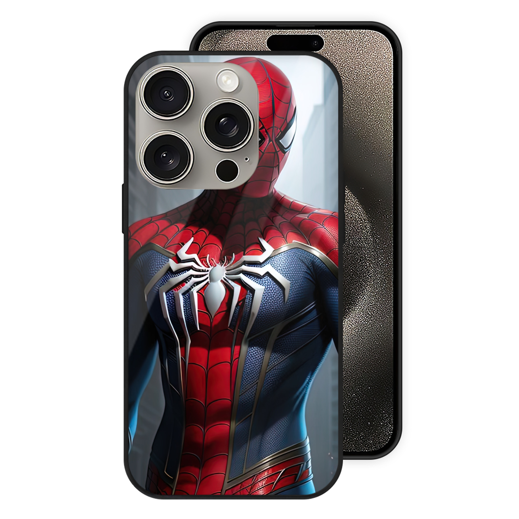 （画像用） Spider Man スパイダーマン 【iPhone15Pro対応】スマホケース 耐衝撃＆黄変防止 背面ガラス