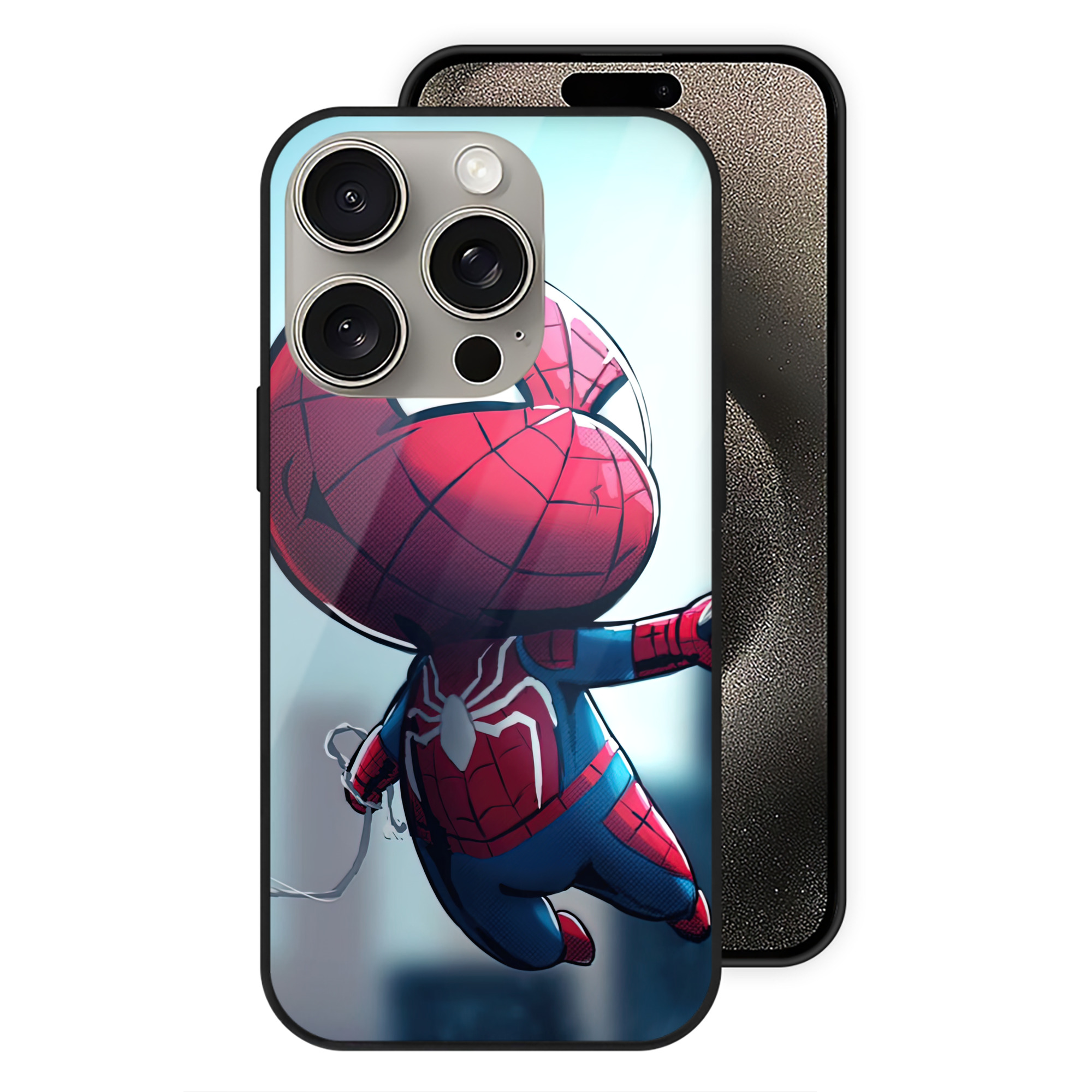 Spider Man スパイダーマン 【iPhone15Pro対応】スマホケース 耐衝撃＆黄変防止 背面ガラス
