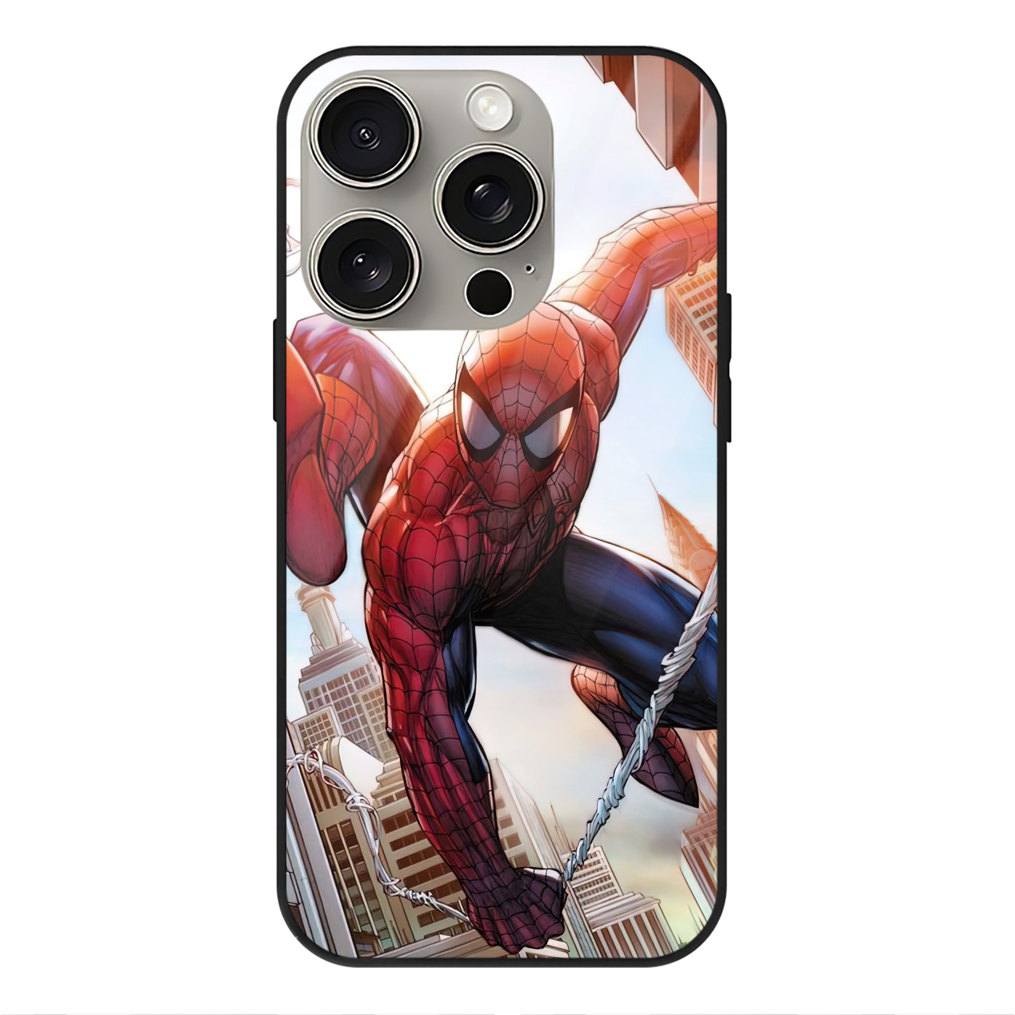 （画像用） Spider Man スパイダーマン 【iPhone15Pro対応】スマホケース 耐衝撃＆黄変防止 背面ガラス