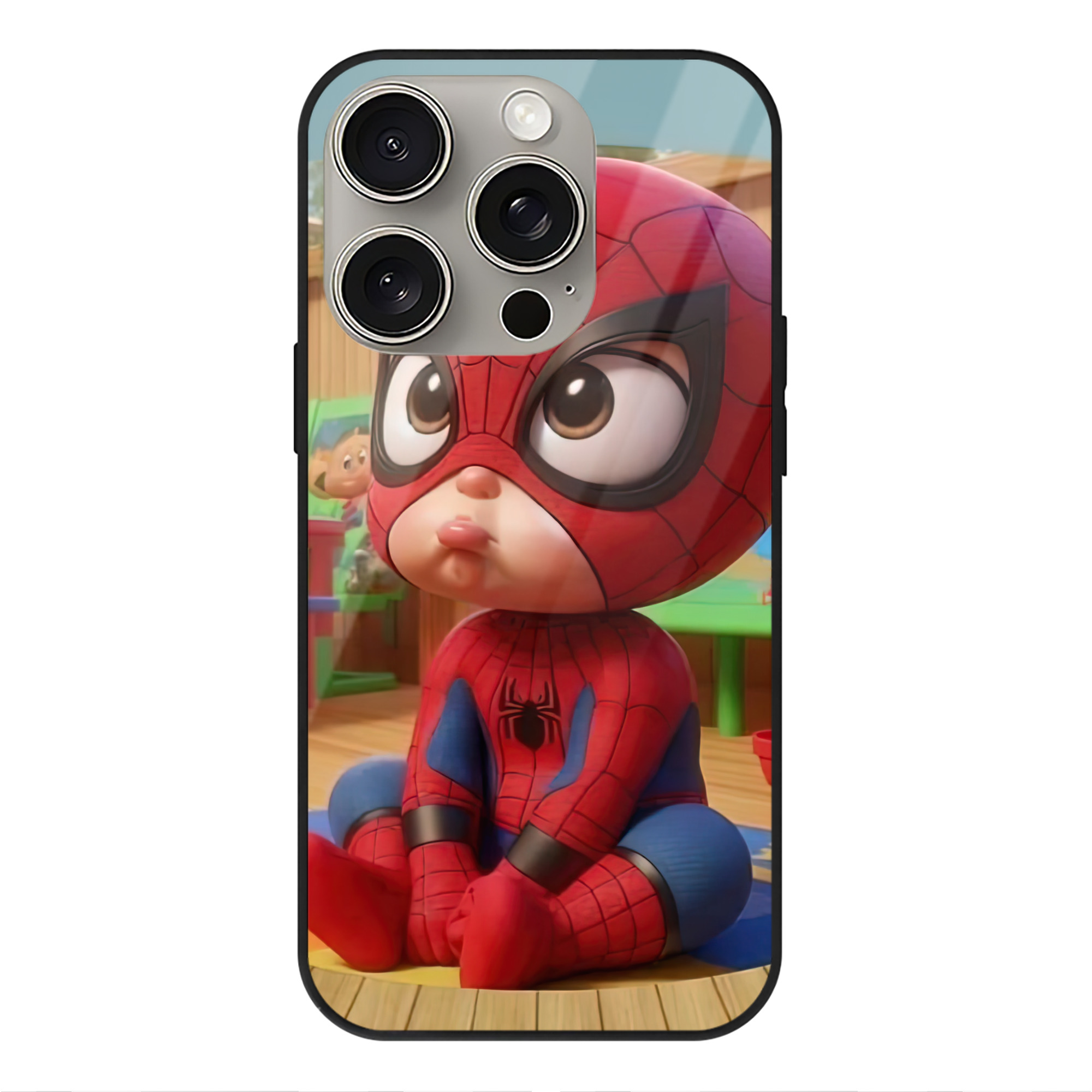 （画像用） Spider Man スパイダーマン 【iPhone15Pro対応】スマホケース 耐衝撃＆黄変防止 背面ガラス