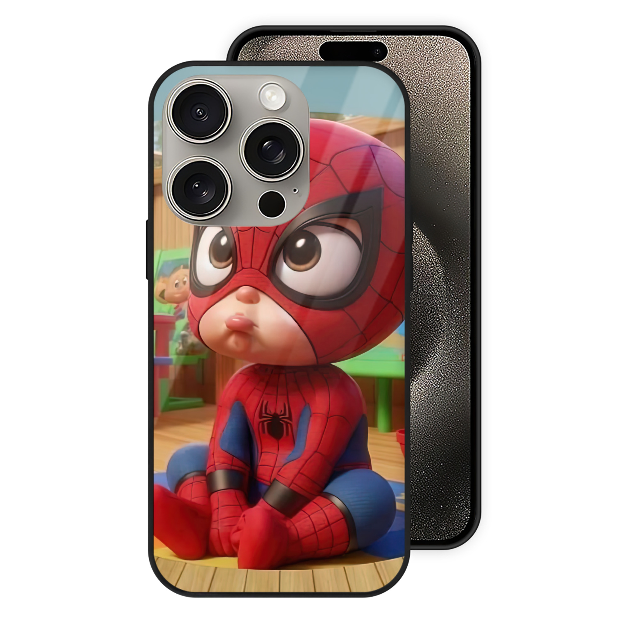 Spider Man スパイダーマン 【iPhone15Pro対応】スマホケース 耐衝撃＆黄変防止 背面ガラス