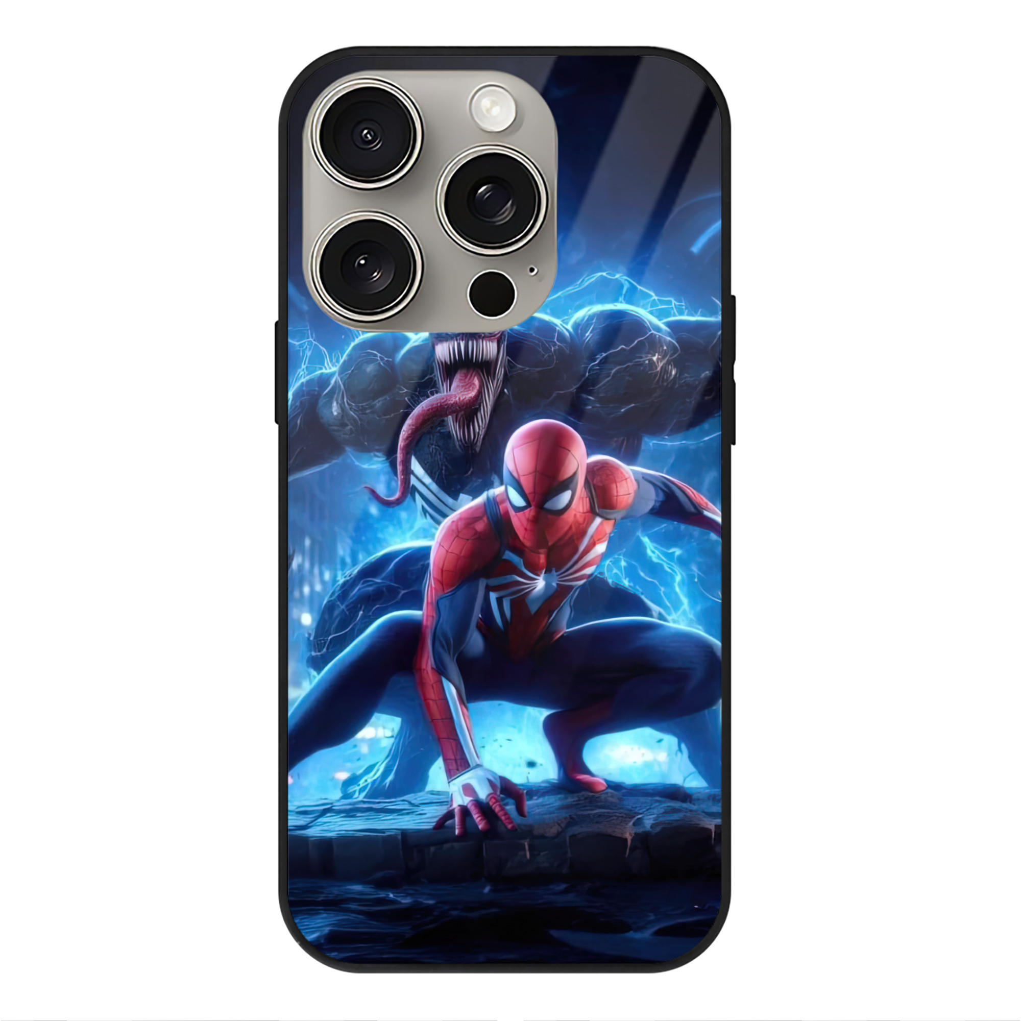 （画像用） Spider Man スパイダーマン 【iPhone15Pro対応】スマホケース 耐衝撃＆黄変防止 背面ガラス