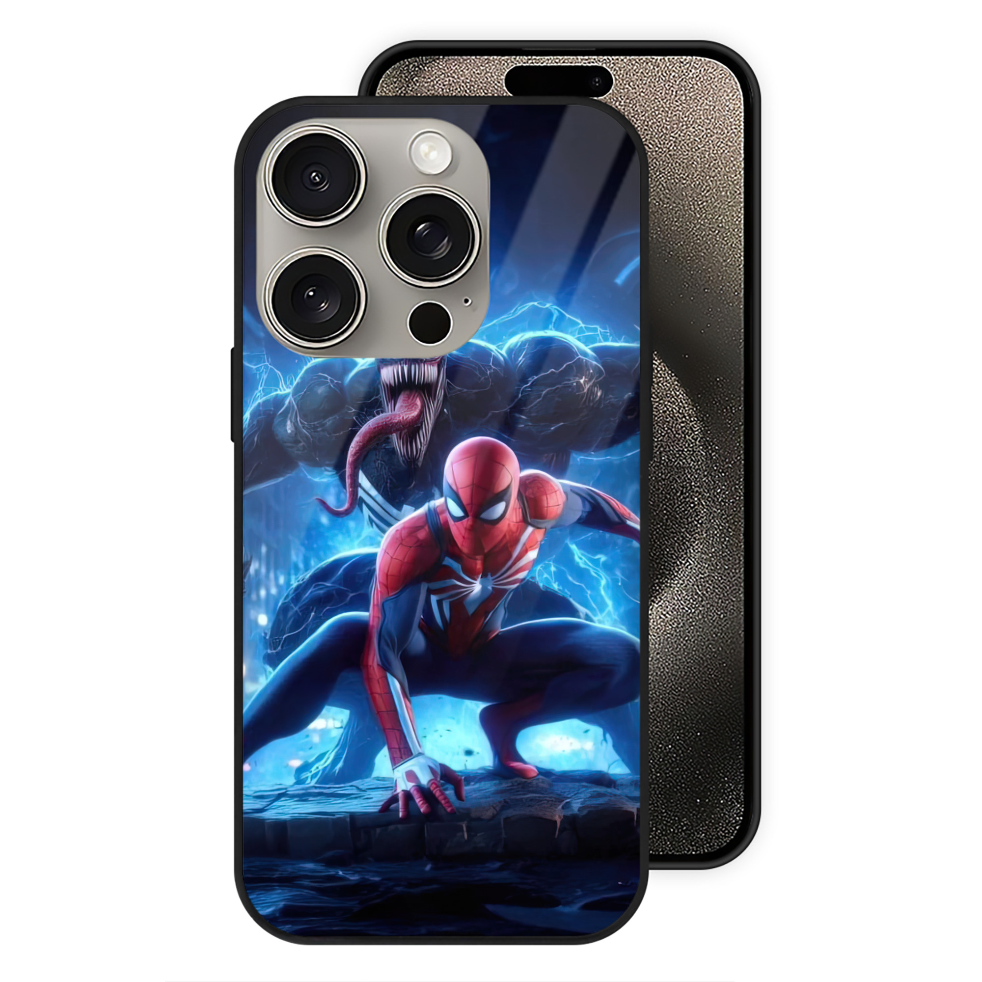 （画像用） Spider Man スパイダーマン 【iPhone15Pro対応】スマホケース 耐衝撃＆黄変防止 背面ガラス
