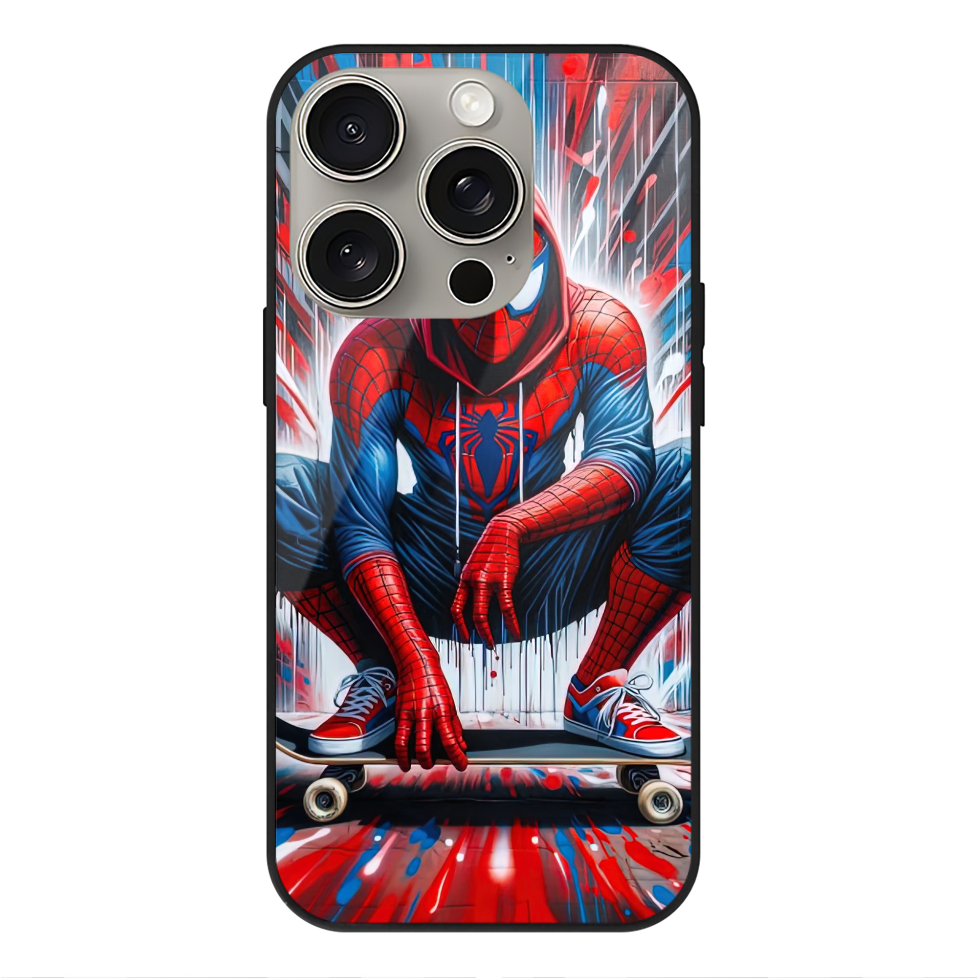 （画像用） Spider Man スパイダーマン 【iPhone15Pro対応】スマホケース 耐衝撃＆黄変防止 背面ガラス