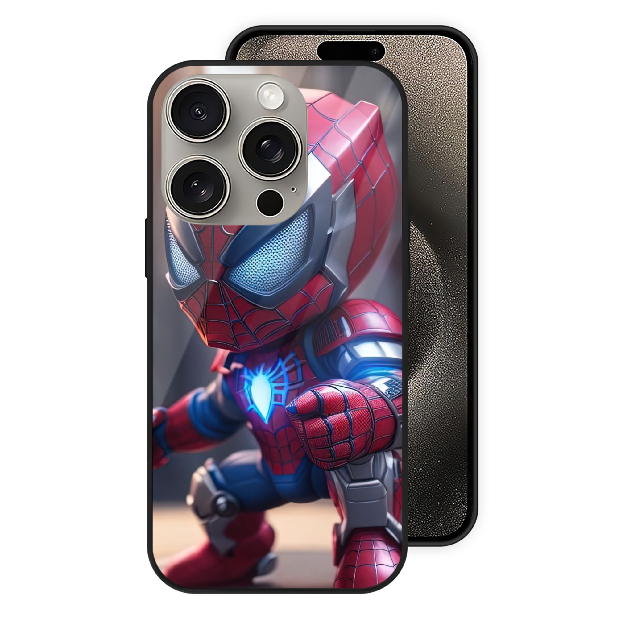 Spider Man スパイダーマン 【iPhone15Pro対応】スマホケース 耐衝撃＆黄変防止 背面ガラス