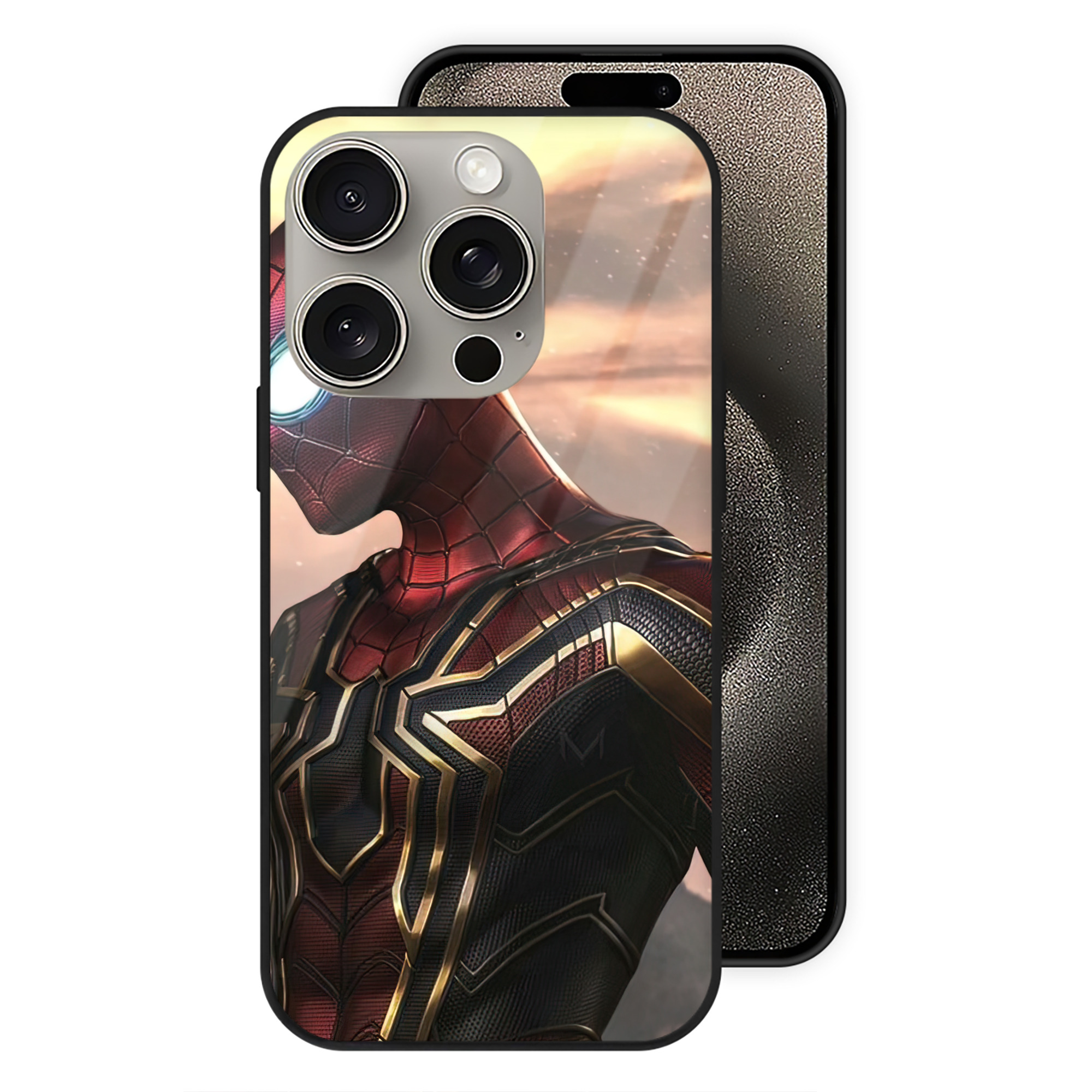 Spider Man スパイダーマン 【iPhone15Pro対応】スマホケース 耐衝撃＆黄変防止 背面ガラス