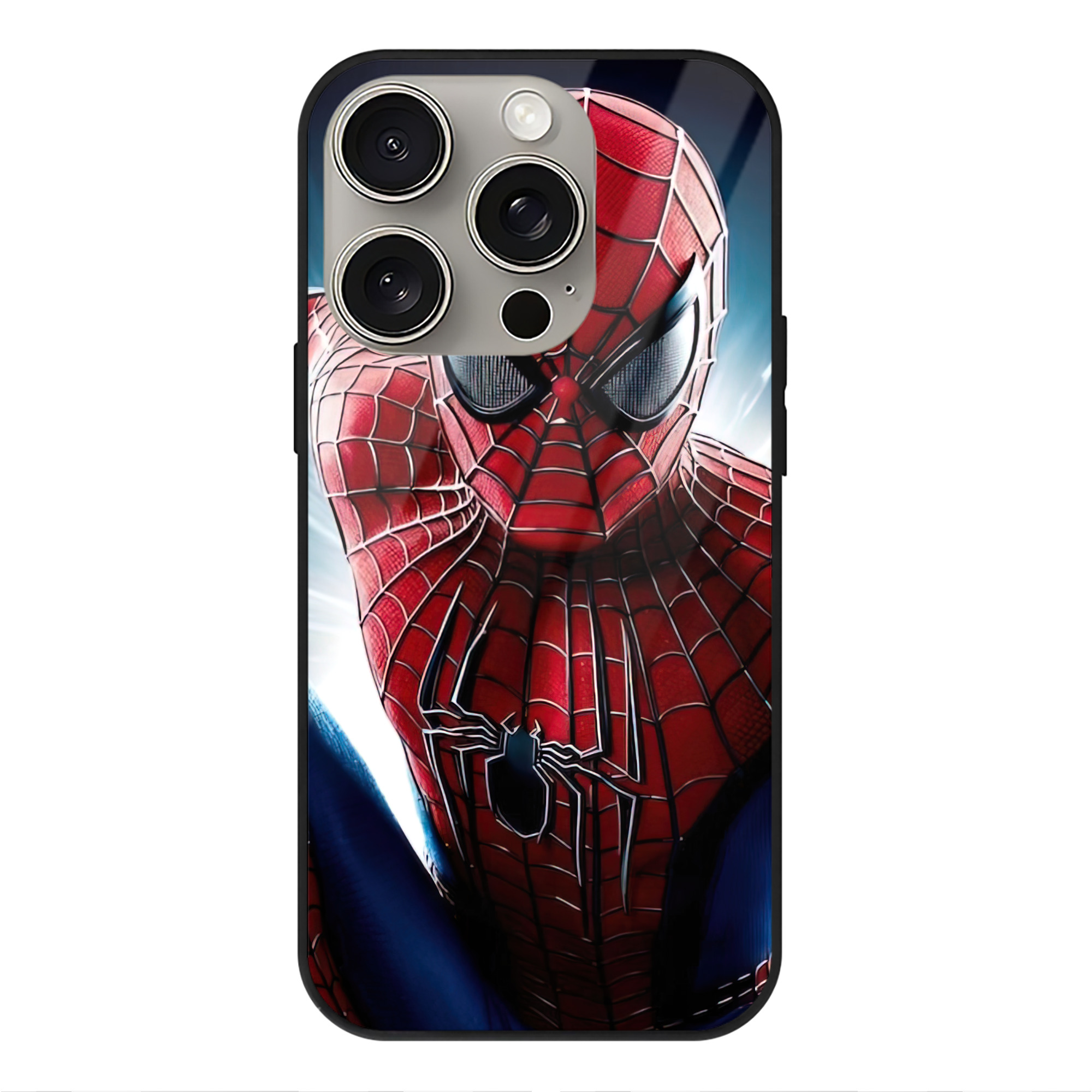 Spider Man スパイダーマン 【iPhone15Pro対応】スマホケース 耐衝撃＆黄変防止 背面ガラス