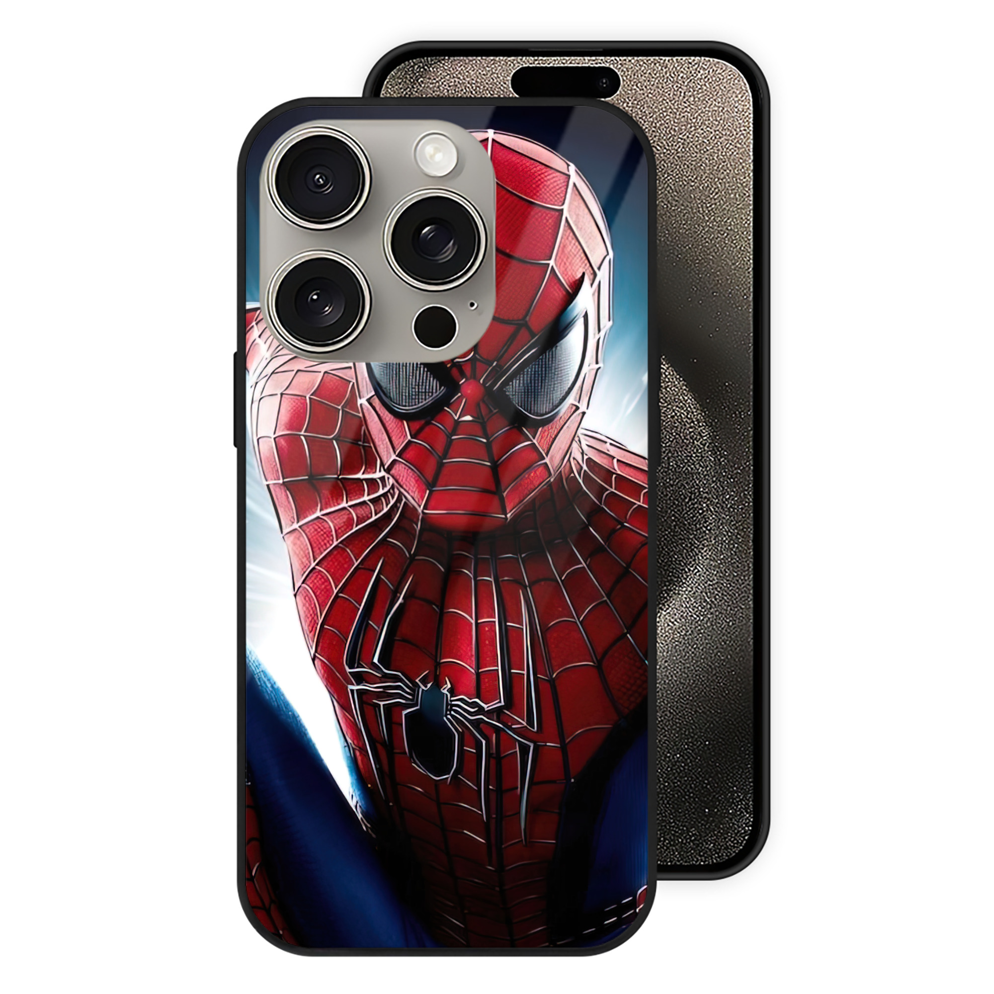 Spider Man スパイダーマン 【iPhone15Pro対応】スマホケース 耐衝撃＆黄変防止 背面ガラス
