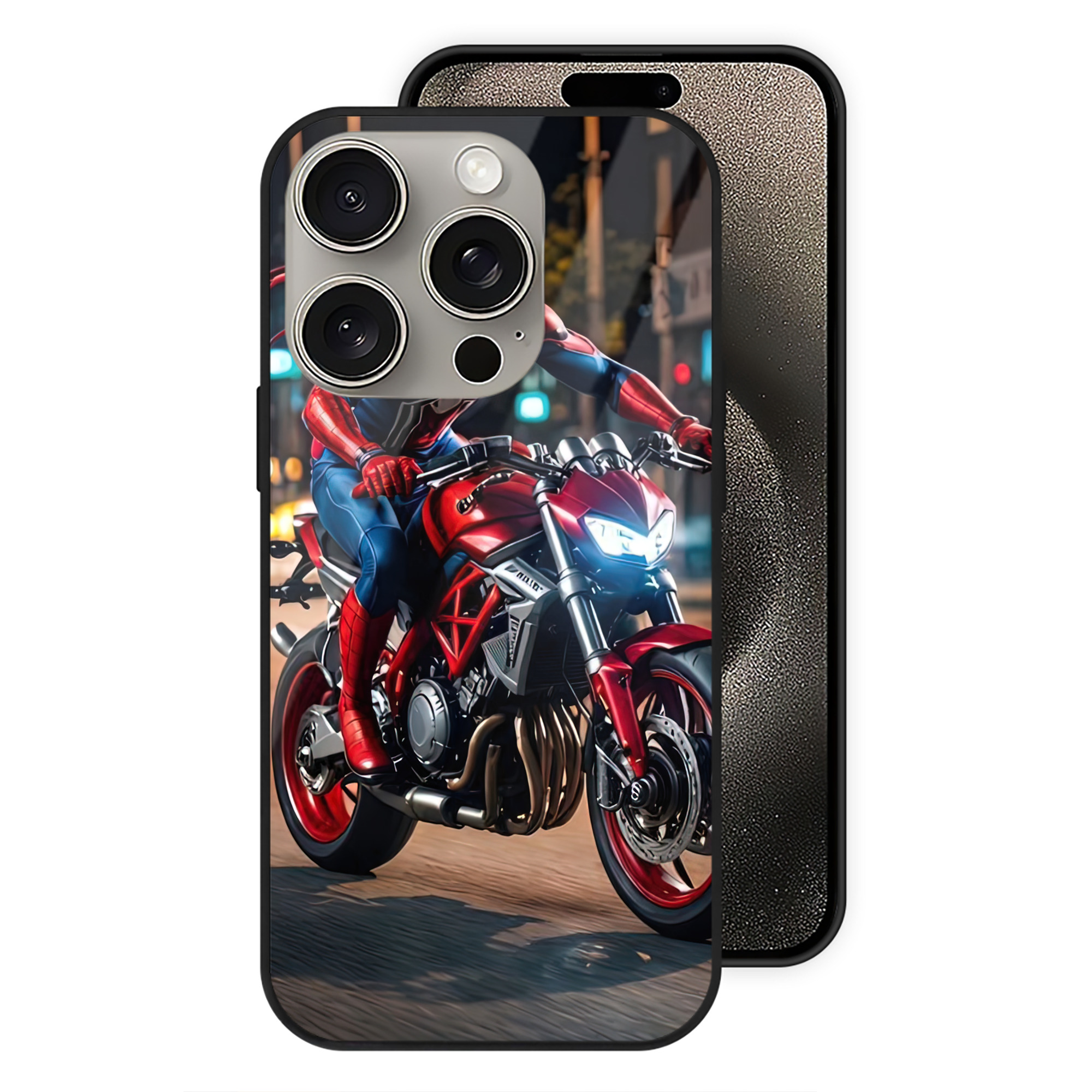 Spider Man スパイダーマン 【iPhone15Pro対応】スマホケース 耐衝撃＆黄変防止 背面ガラス