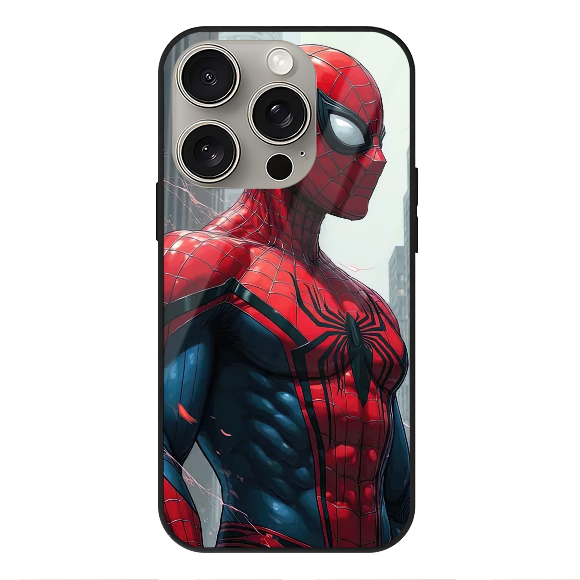 （画像用） Spider Man スパイダーマン 【iPhone15Pro対応】スマホケース 耐衝撃＆黄変防止 背面ガラス