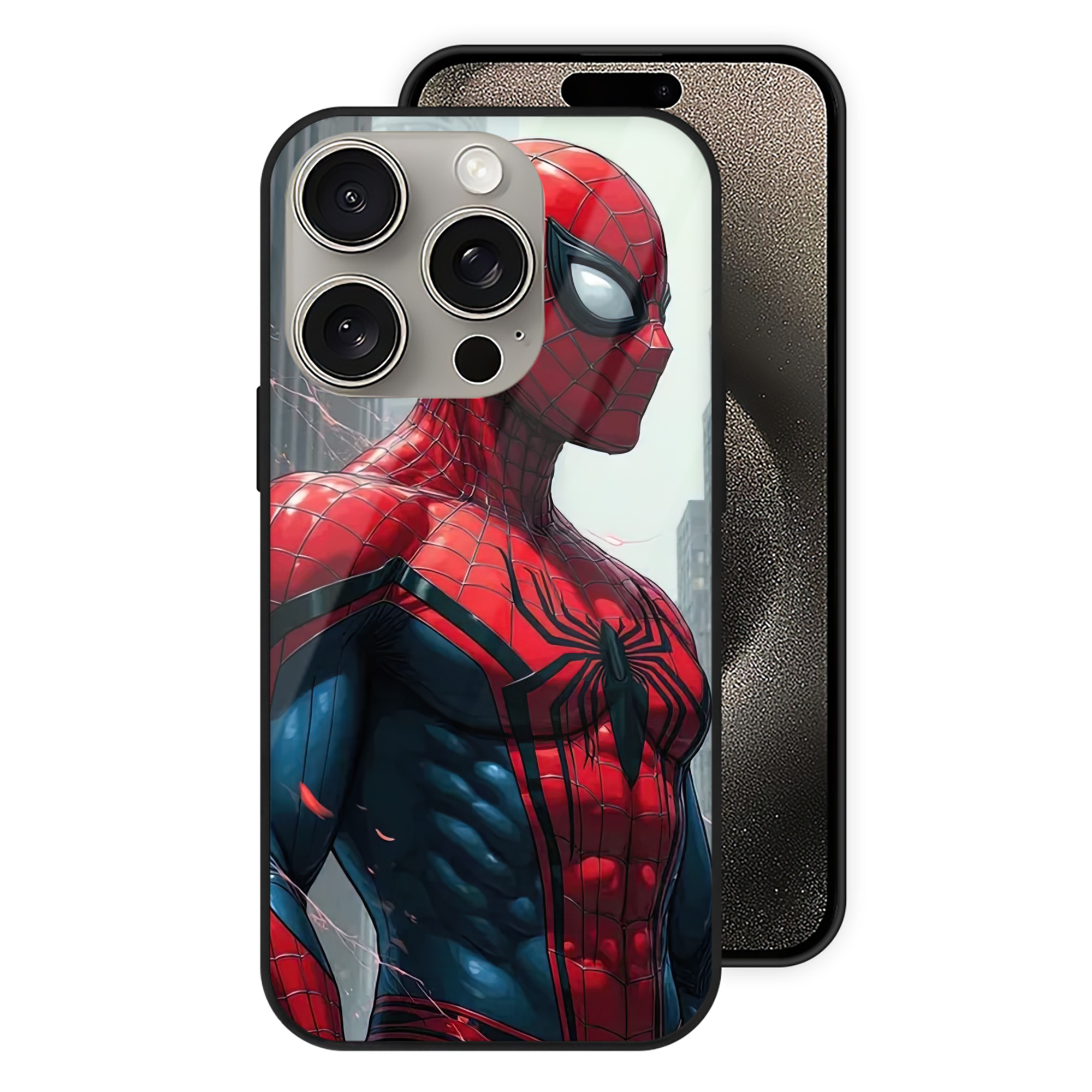 （画像用） Spider Man スパイダーマン 【iPhone15Pro対応】スマホケース 耐衝撃＆黄変防止 背面ガラス