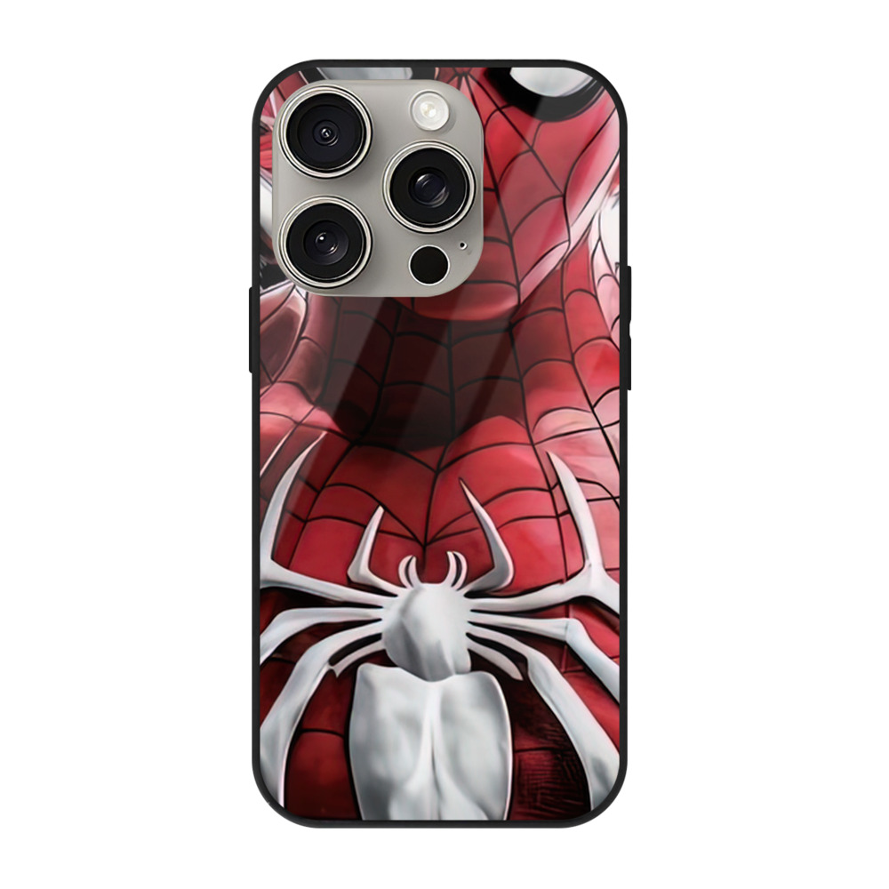 （画像用） Spider Man スパイダーマン 【iPhone15Pro対応】スマホケース 耐衝撃＆黄変防止 背面ガラス