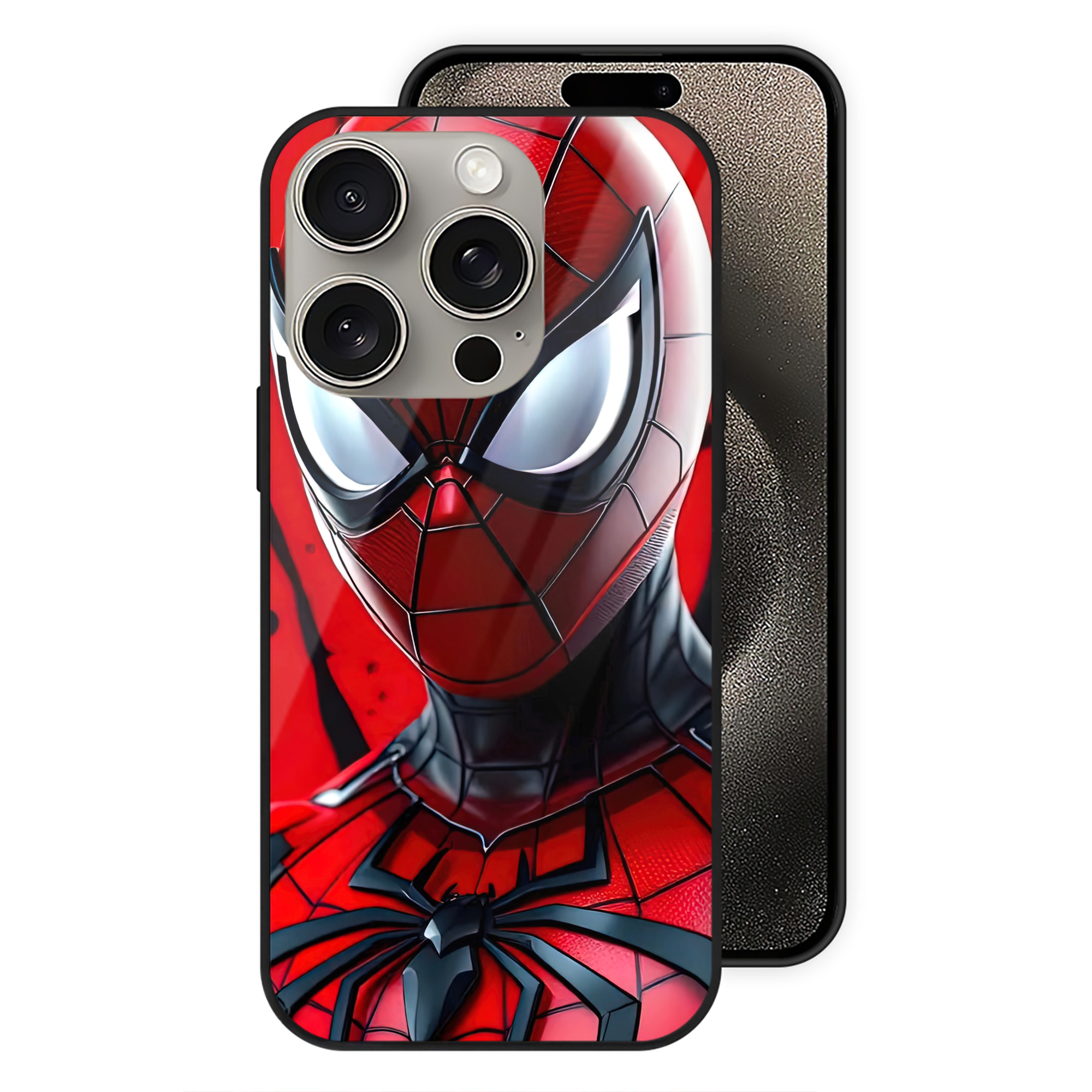 Spider Man スパイダーマン 【iPhone15Pro対応】スマホケース 耐衝撃＆黄変防止 背面ガラス