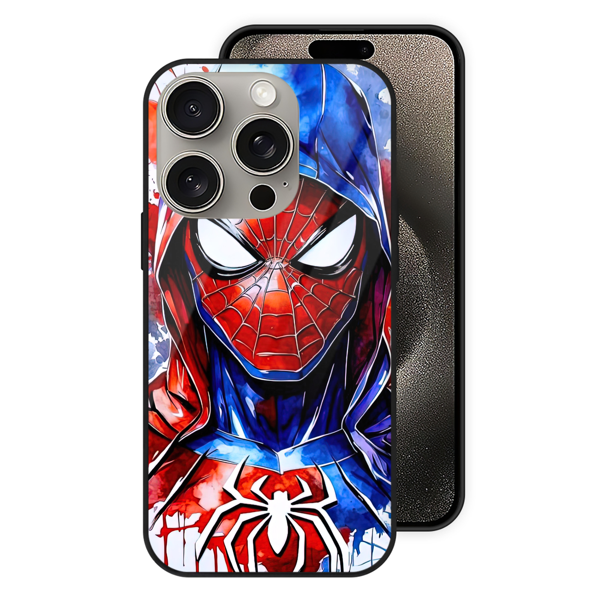 Spider Man スパイダーマン 【iPhone15Pro対応】スマホケース 耐衝撃＆黄変防止 背面ガラス