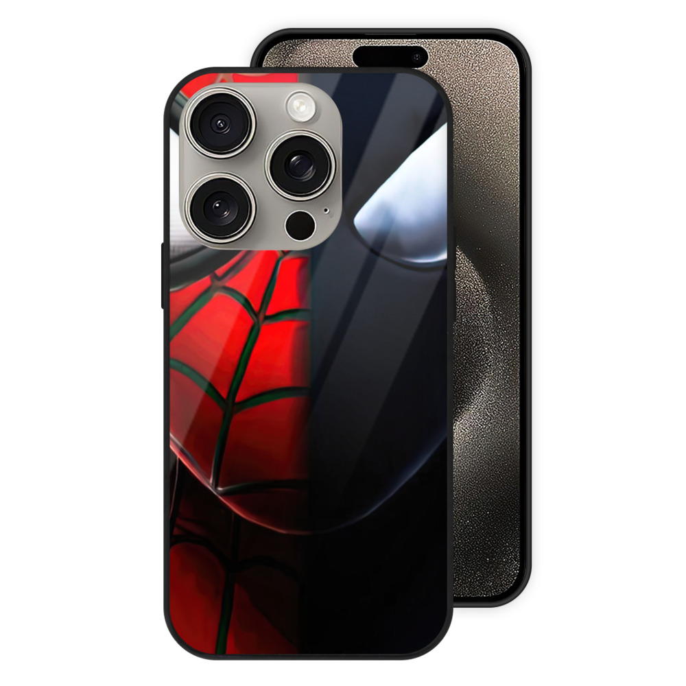 （画像用） Spider Man スパイダーマン 【iPhone15Pro対応】スマホケース 耐衝撃＆黄変防止 背面ガラス