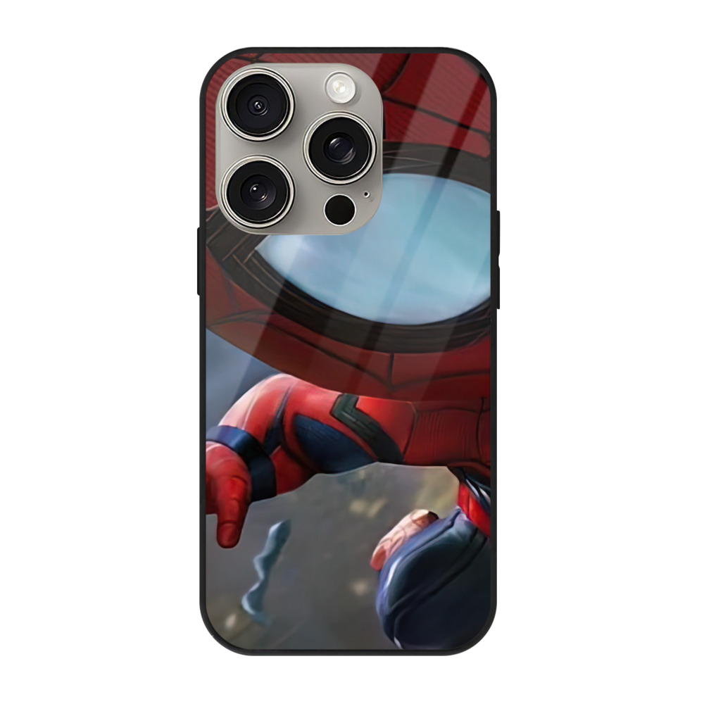 Spider Man スパイダーマン 【iPhone15Pro対応】スマホケース 耐衝撃＆黄変防止 背面ガラス