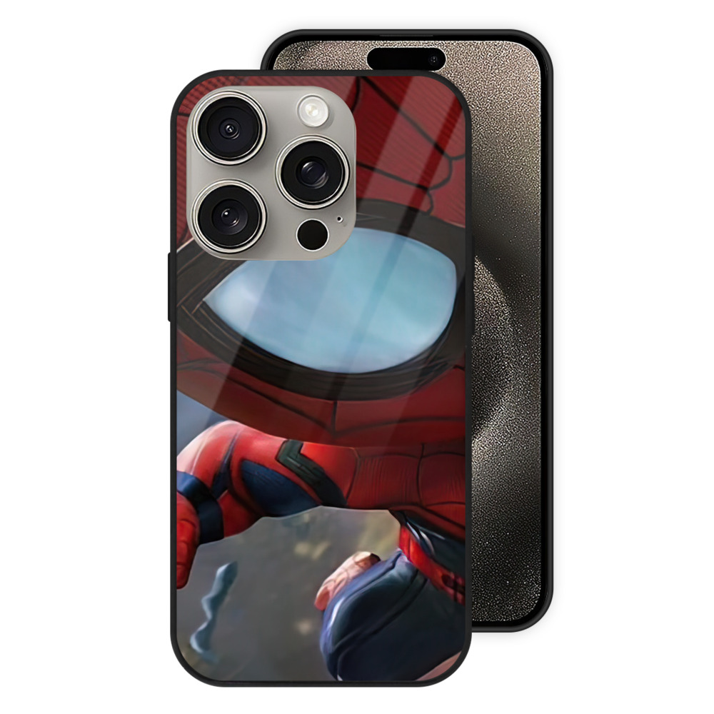 Spider Man スパイダーマン 【iPhone15Pro対応】スマホケース 耐衝撃＆黄変防止 背面ガラス