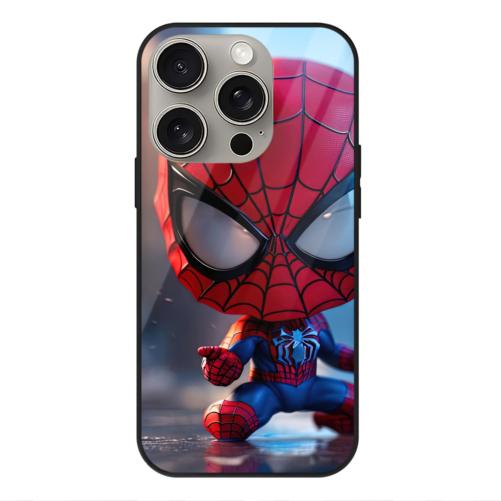 （画像用） Spider Man スパイダーマン 【iPhone15Pro対応】スマホケース 耐衝撃＆黄変防止 背面ガラス