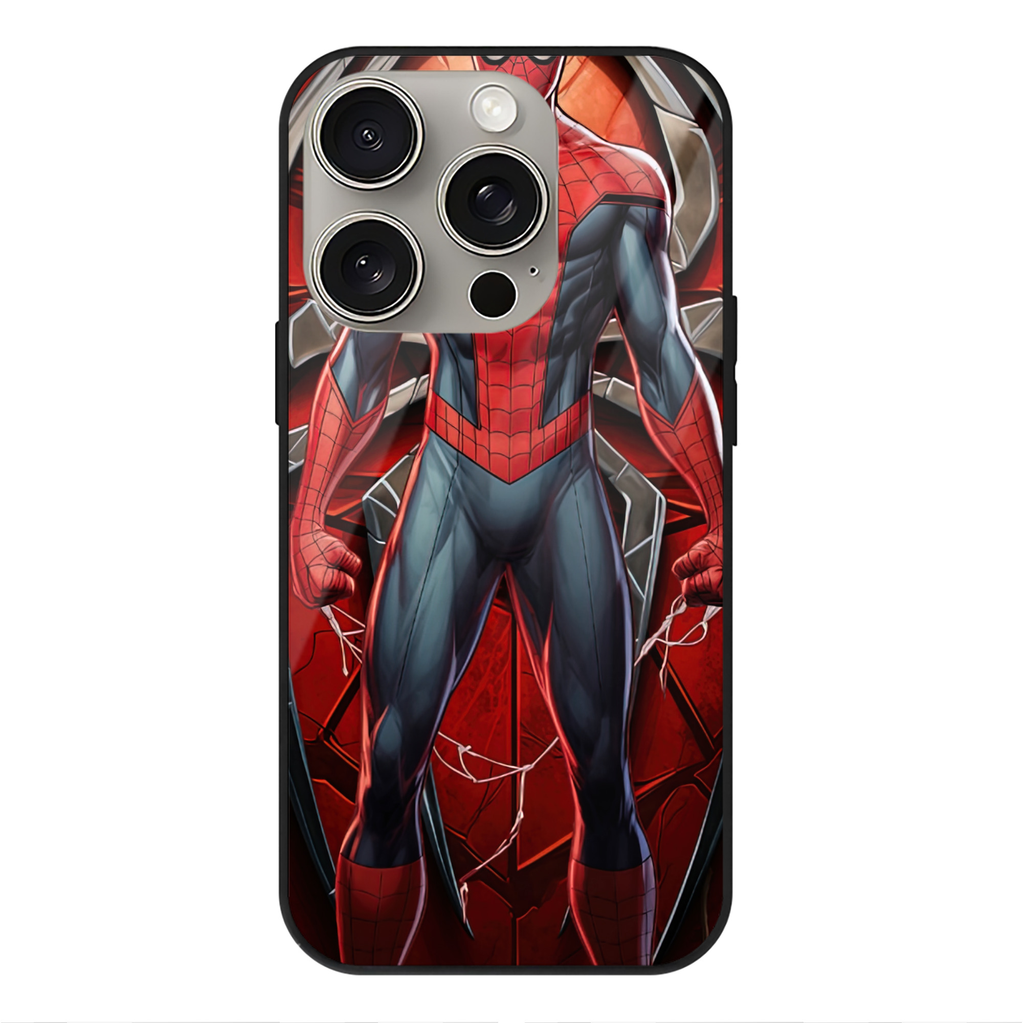 Spider Man スパイダーマン 【iPhone15Pro対応】スマホケース 耐衝撃＆黄変防止 背面ガラス