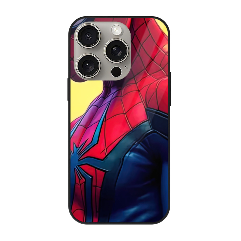 Spider Man スパイダーマン 【iPhone15Pro対応】スマホケース 耐衝撃＆黄変防止 背面ガラス