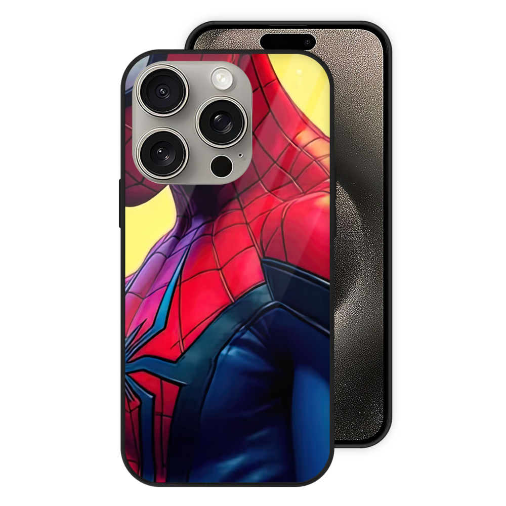 Spider Man スパイダーマン 【iPhone15Pro対応】スマホケース 耐衝撃＆黄変防止 背面ガラス