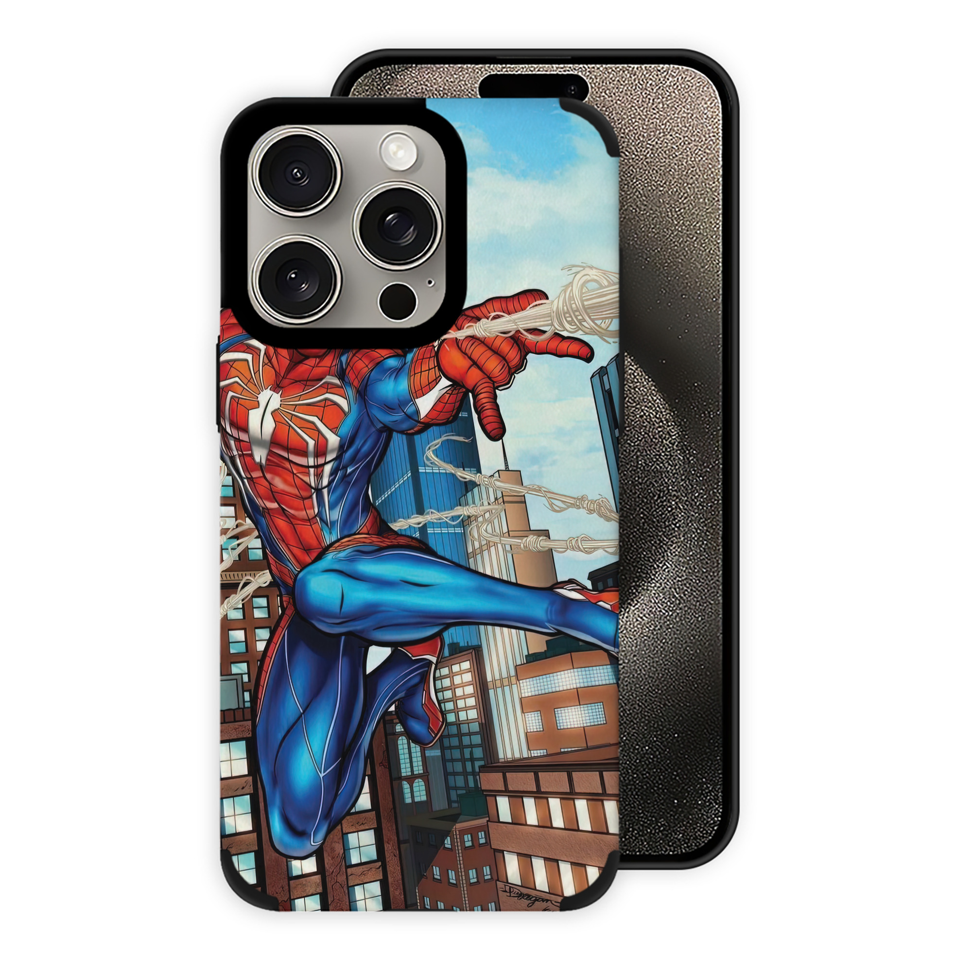 （画像用） Spider Man スパイダーマン 【iPhone15ProMax対応】 PUレザー スマホケース 耐衝撃＆黄変防止