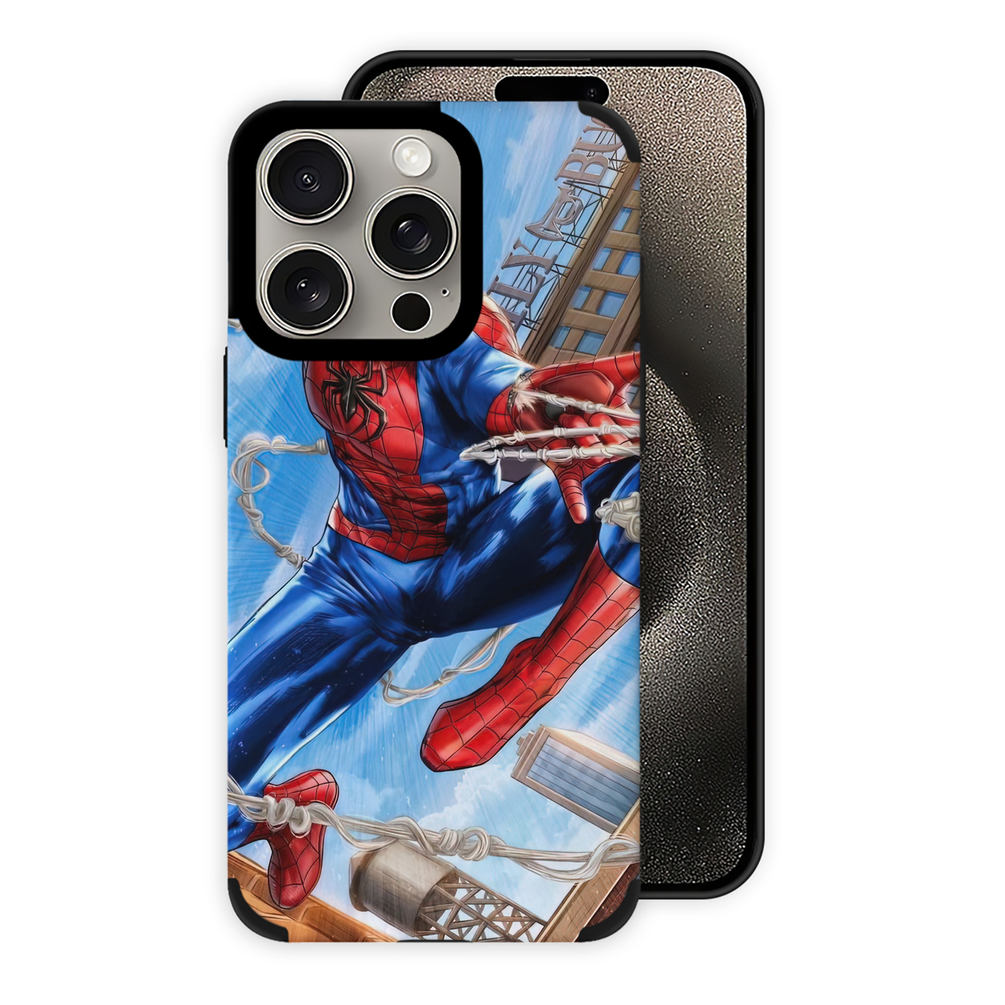 （画像用） Spider Man スパイダーマン 【iPhone15ProMax対応】 PUレザー スマホケース 耐衝撃＆黄変防止