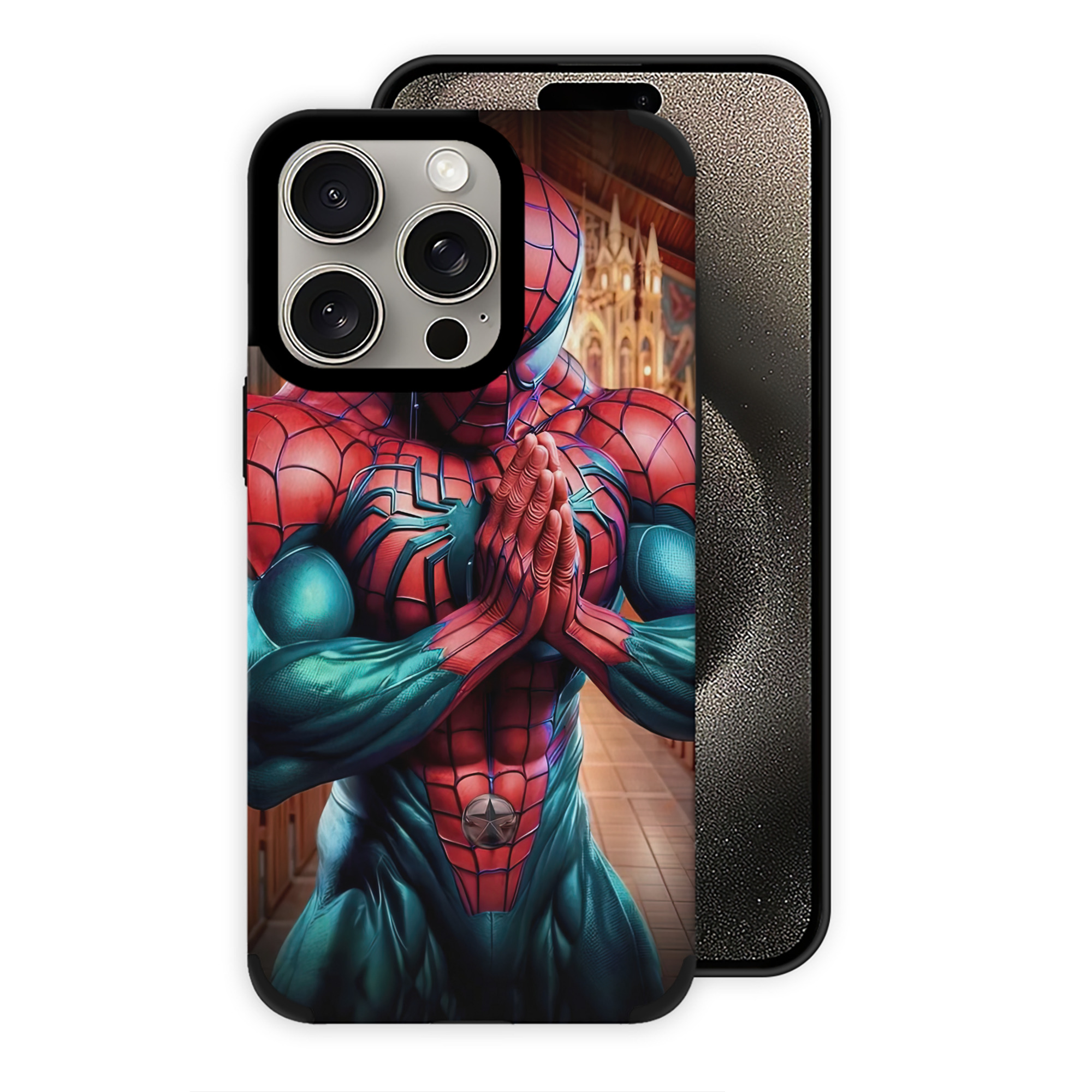 （画像用） Spider Man スパイダーマン 【iPhone15ProMax対応】 PUレザー スマホケース 耐衝撃＆黄変防止