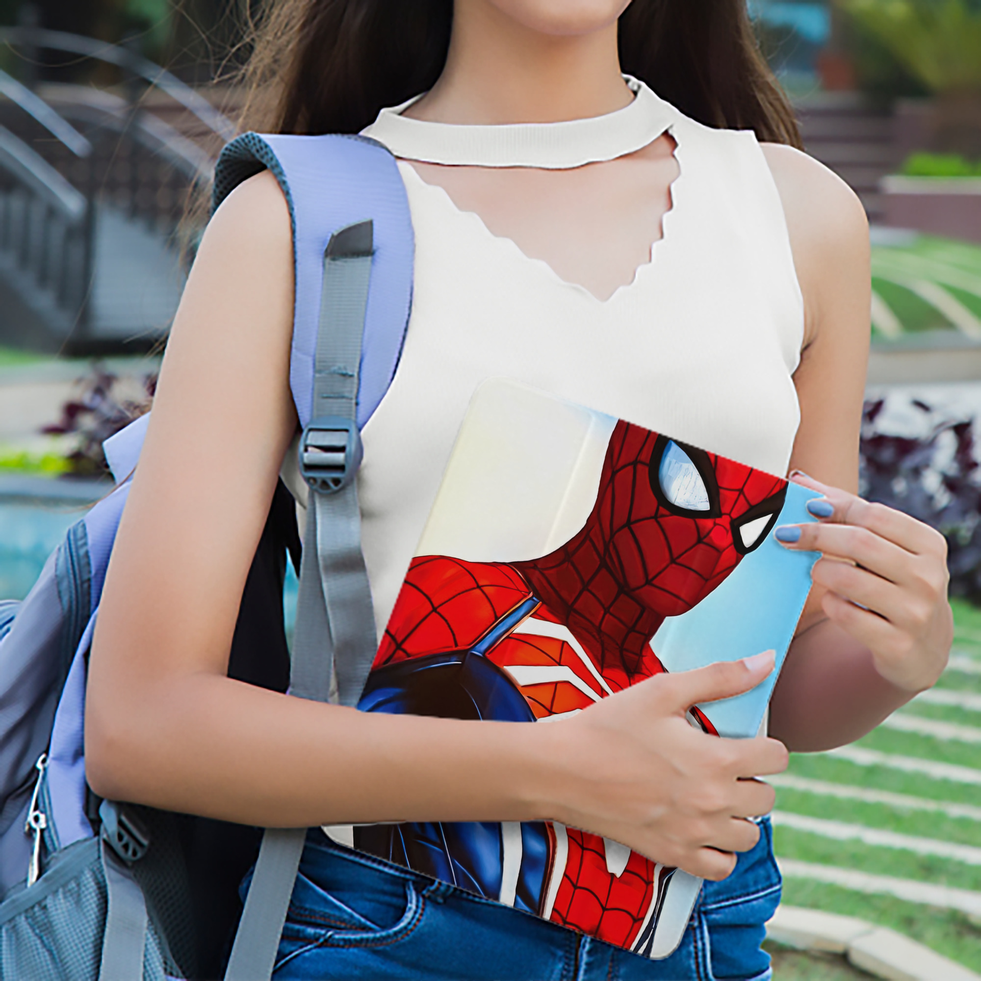 Spider Man スパイダーマン IPad ケース ペン収納付き 三つ折りスタンド PUレザー×シリコン 対応機種9.5/10.5/10.9インチ