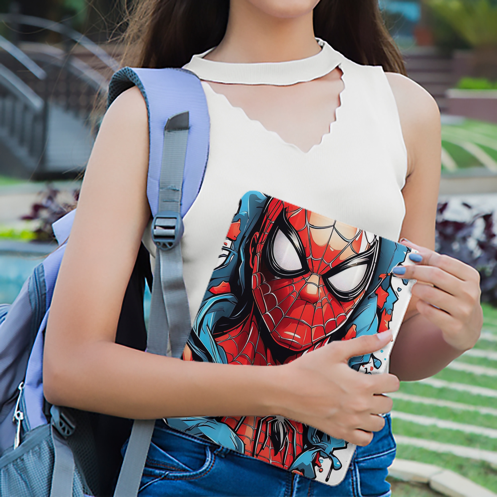 Spider Man スパイダーマン IPad ケース ペン収納付き 三つ折りスタンド PUレザー×シリコン 対応機種9.5/10.5/10.9インチ