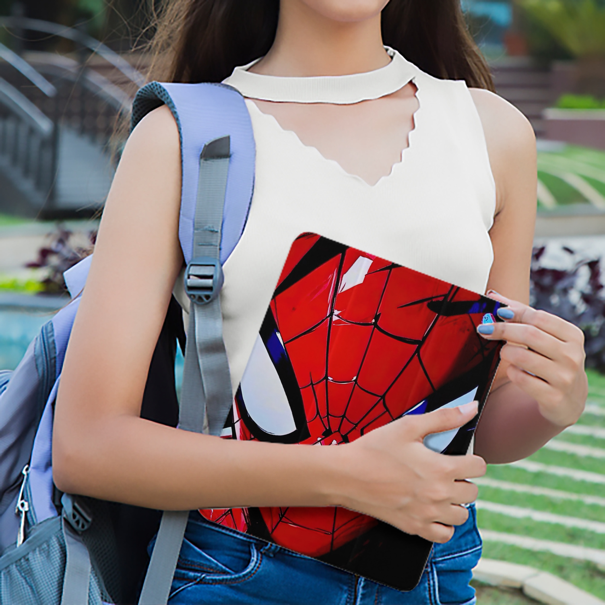 Spider Man スパイダーマン IPad ケース ペン収納付き 三つ折りスタンド PUレザー×シリコン 対応機種9.5/10.5/10.9インチ