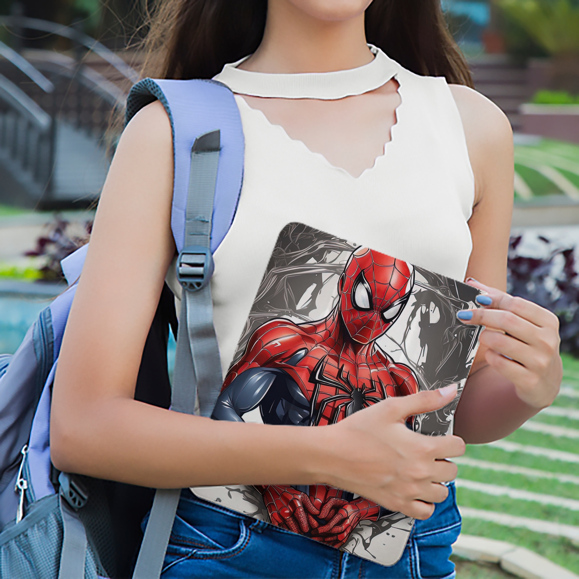 Spider Man スパイダーマン IPad ケース ペン収納付き 三つ折りスタンド PUレザー×シリコン 対応機種9.5/10.5/10.9インチ