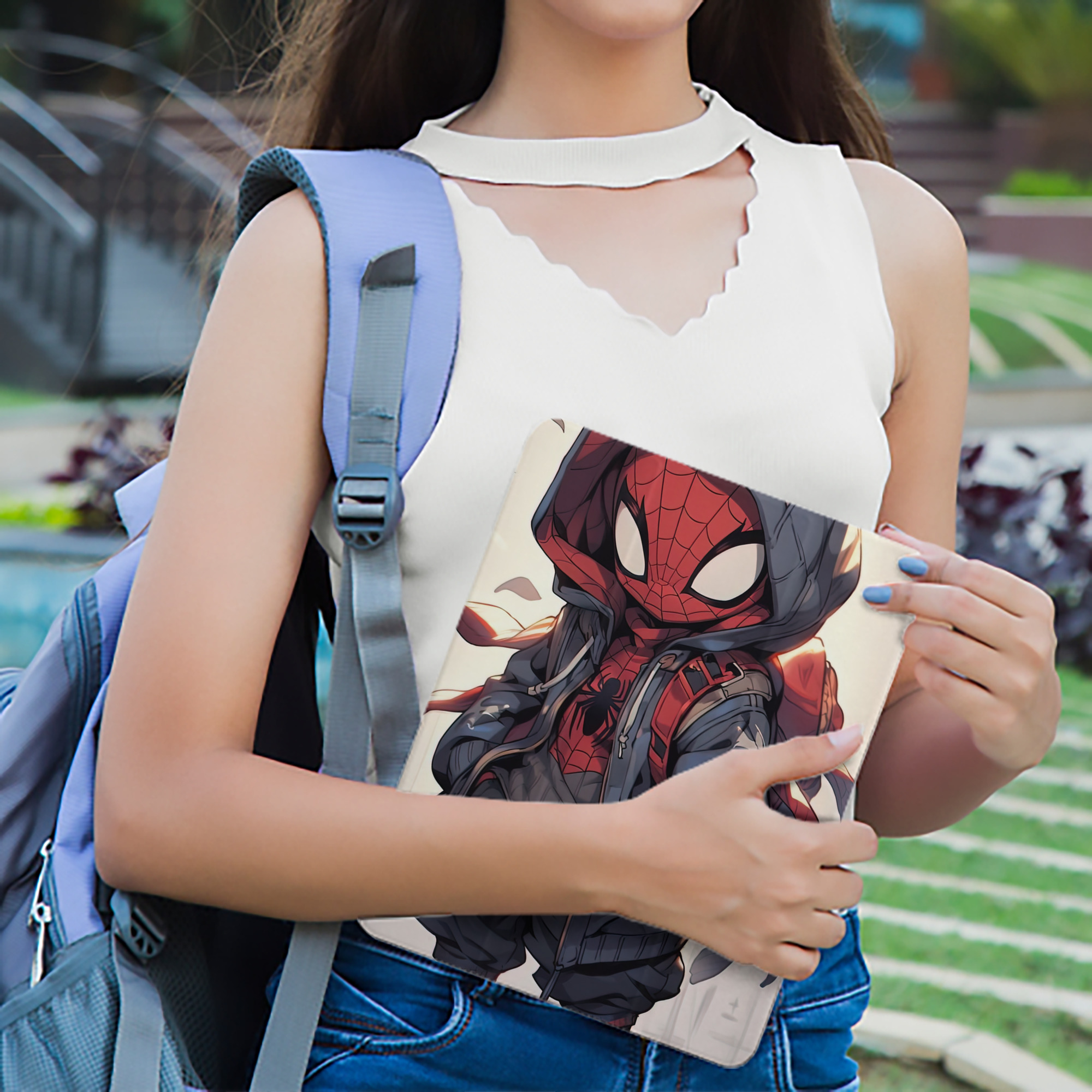 Spider Man スパイダーマン IPad ケース ペン収納付き 三つ折りスタンド PUレザー×シリコン 対応機種9.5/10.5/10.9インチ