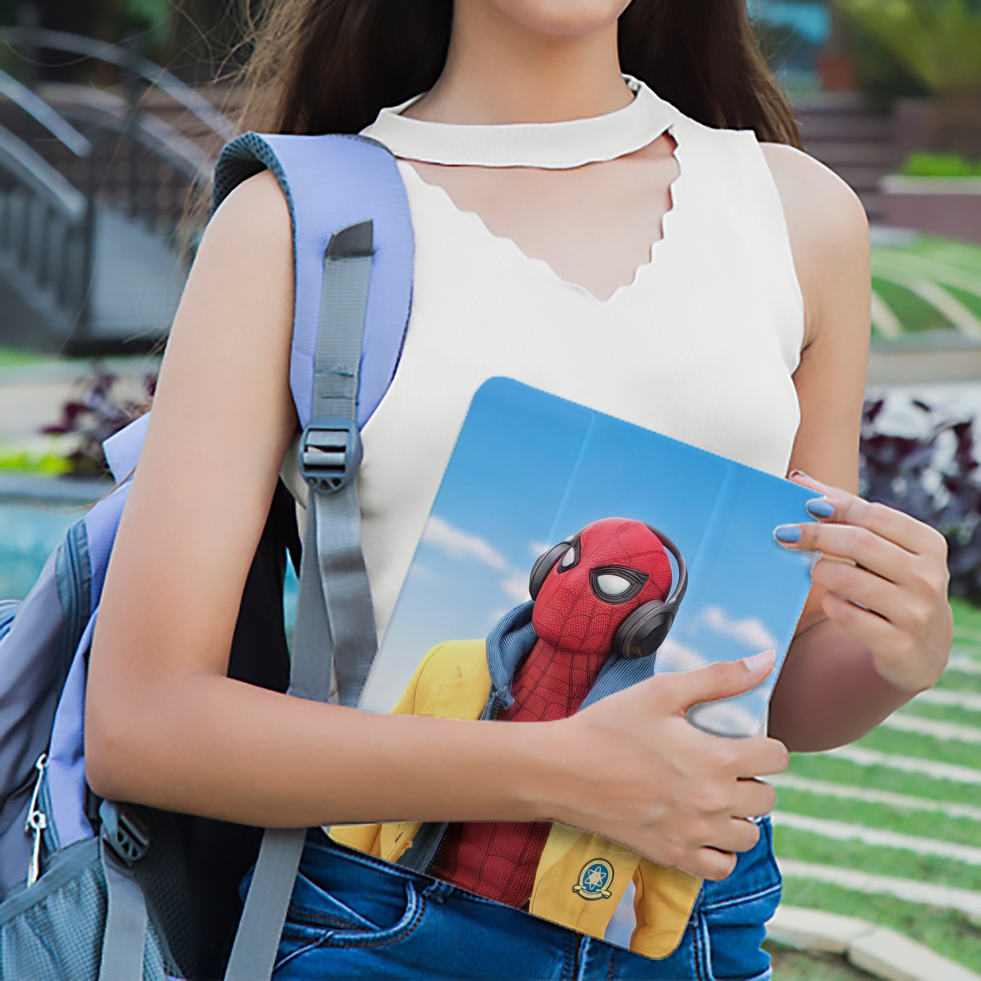 Spider Man スパイダーマン IPad ケース ペン収納付き 三つ折りスタンド PUレザー×シリコン 対応機種9.5/10.5/10.9インチ