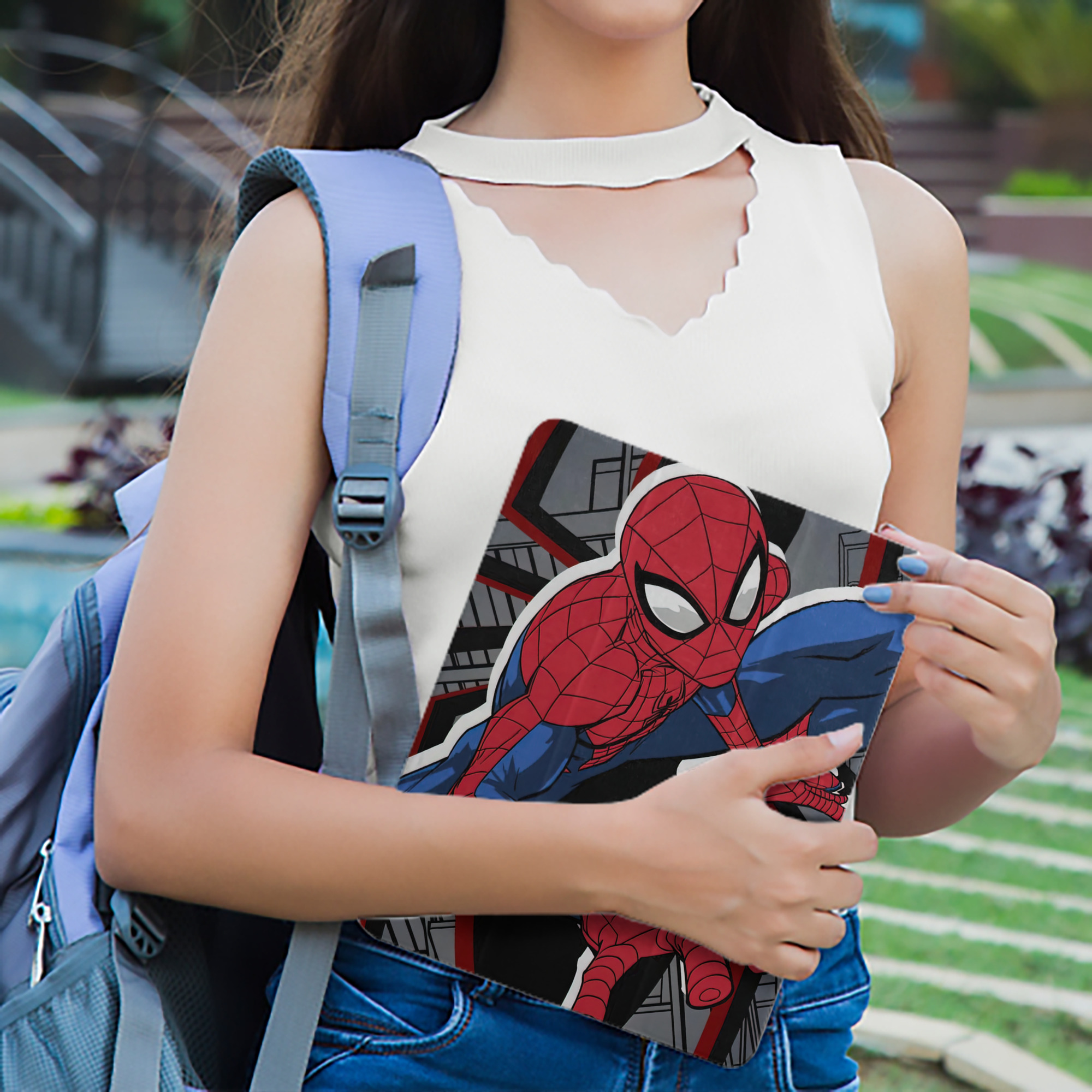 Spider Man スパイダーマン IPad ケース ペン収納付き 三つ折りスタンド PUレザー×シリコン 対応機種9.5/10.5/10.9インチ