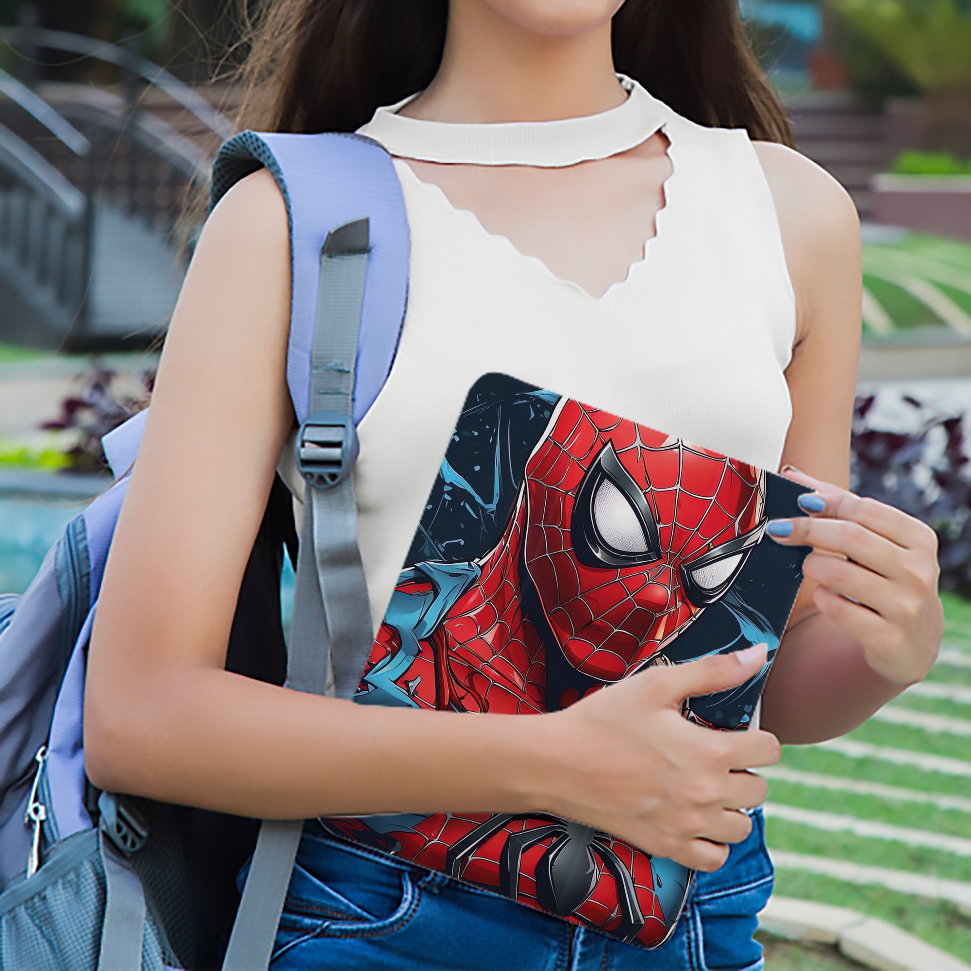 Spider Man スパイダーマン IPad ケース ペン収納付き 三つ折りスタンド PUレザー×シリコン 対応機種9.5/10.5/10.9インチ