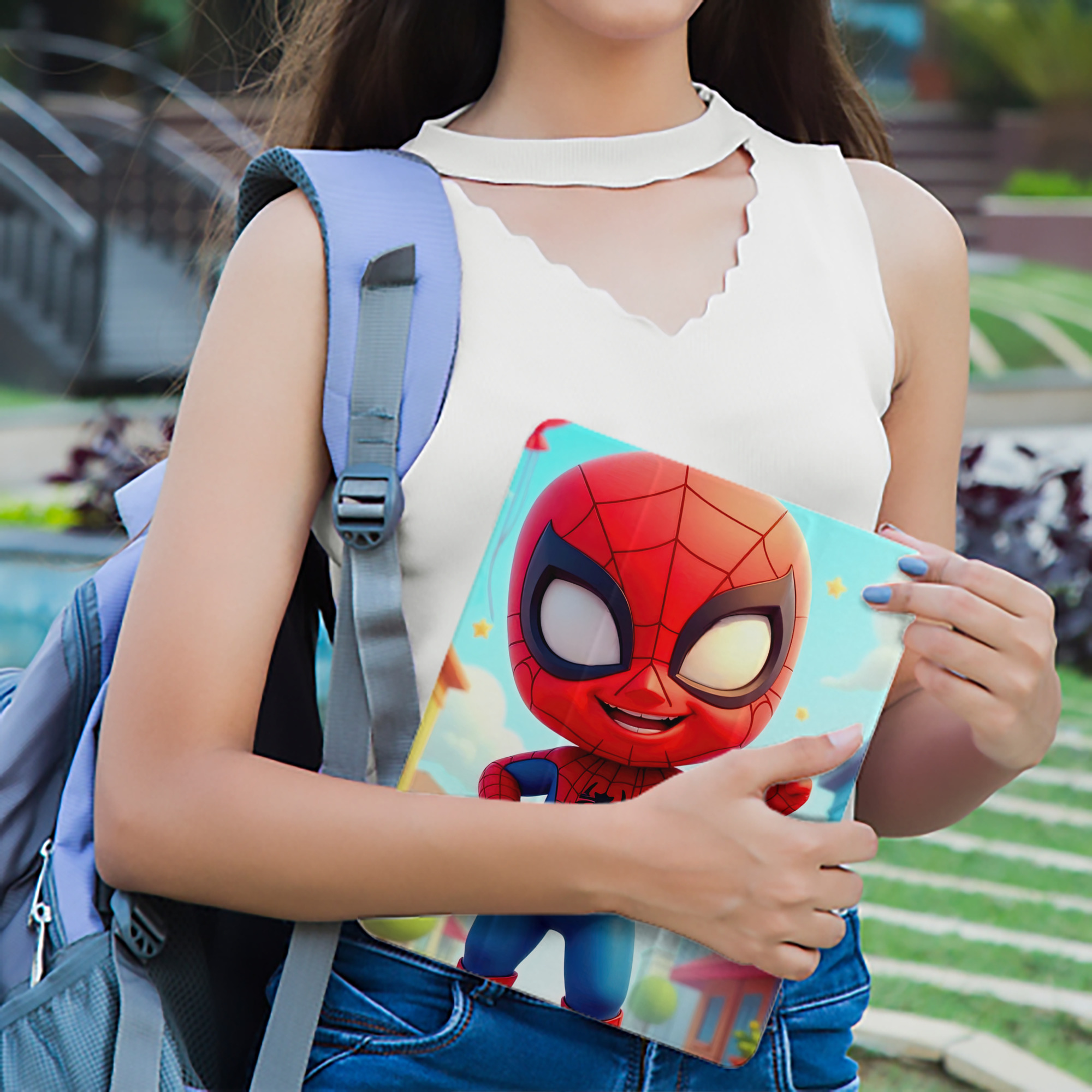 Spider Man スパイダーマン IPad ケース ペン収納付き 三つ折りスタンド PUレザー×シリコン 対応機種9.5/10.5/10.9インチ